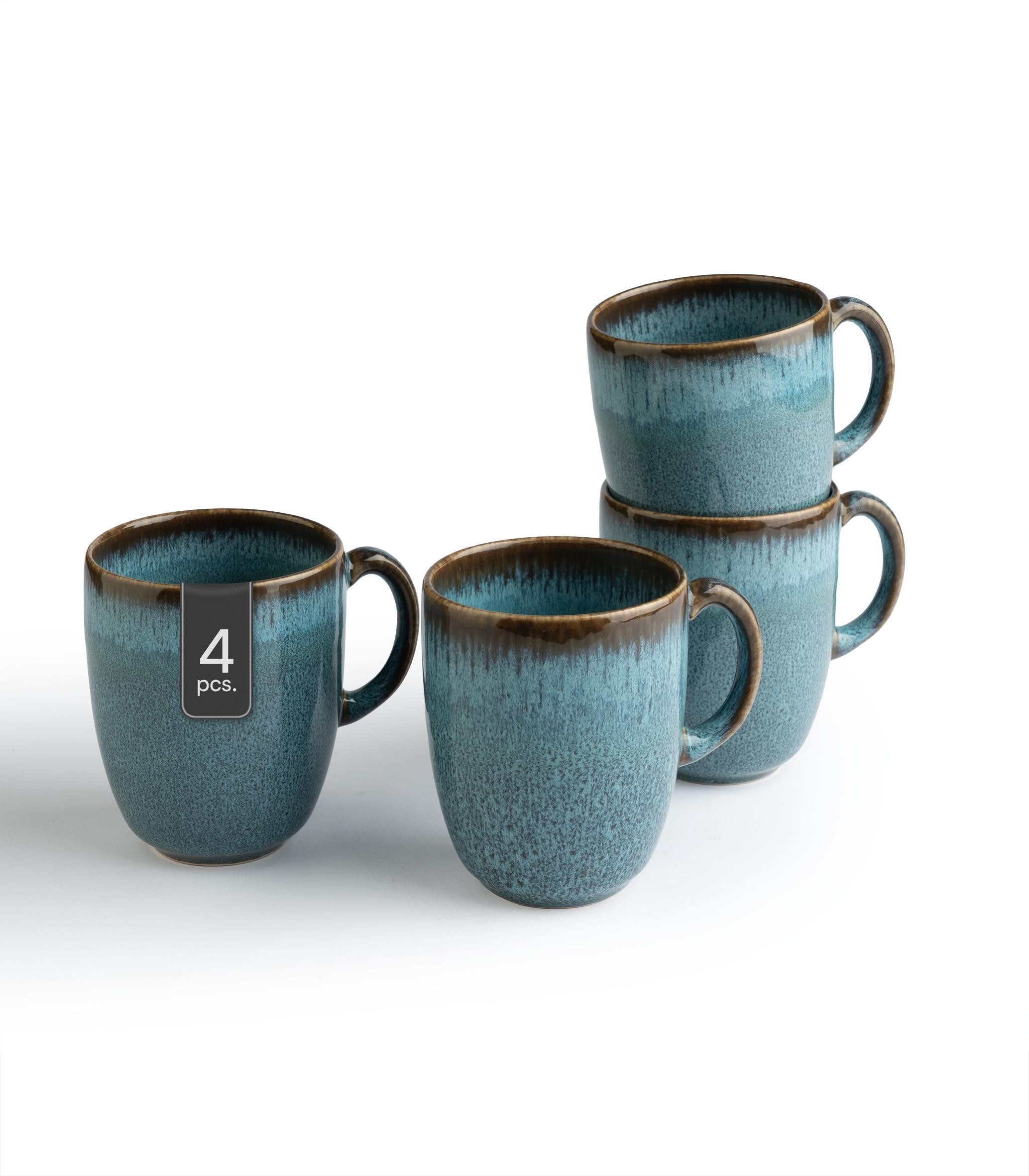 Villeroy & Boch Tasse Kaffeetassen LAVE, 400 ml, Blau, Grün, 4-tlg., Steingut, mit Reaktivglasur, Spülmaschinenfest