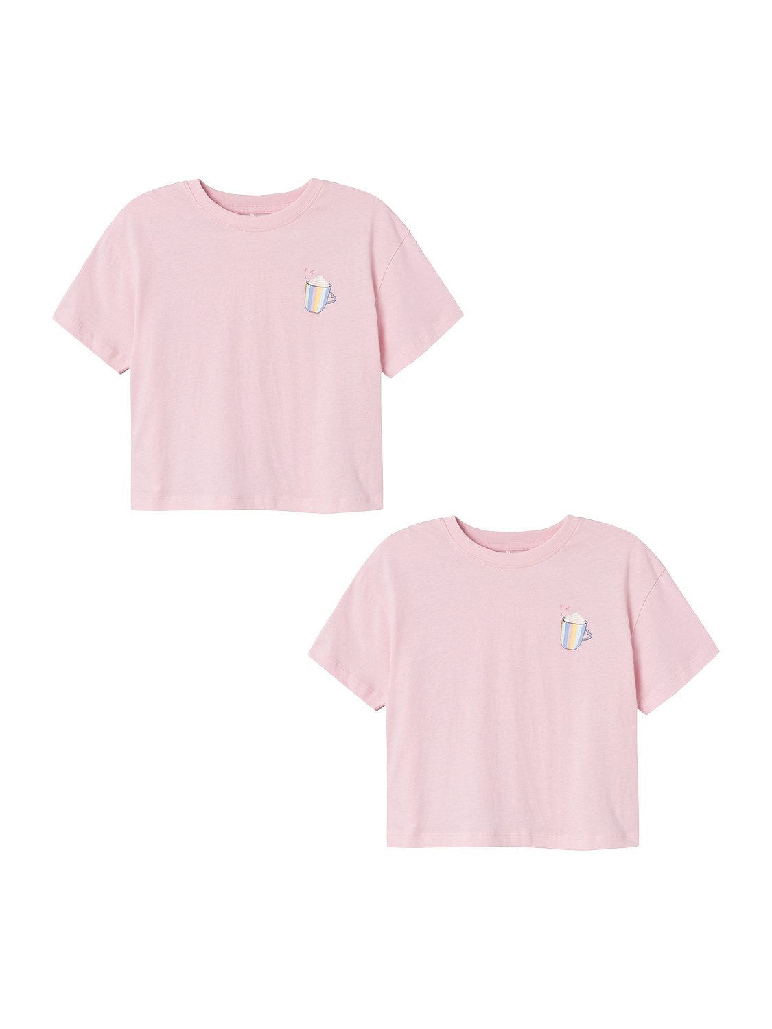 Name It T-Shirt T-Shirt 2er-Set Print Design Kurzarm lockeres Oberteil (2-tlg) 7533 in Pink-2