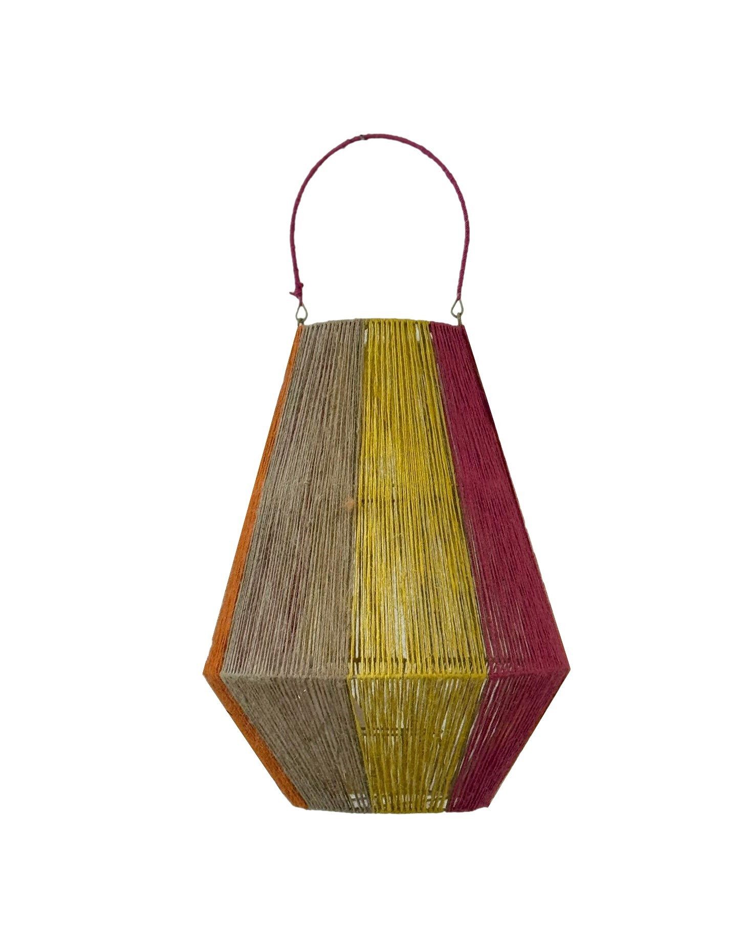 Van der Leeden Windlicht Laterne BUNT Jute Natur/Gelb/Orange/Fuchsia L, Ø 20cm H 50cm
