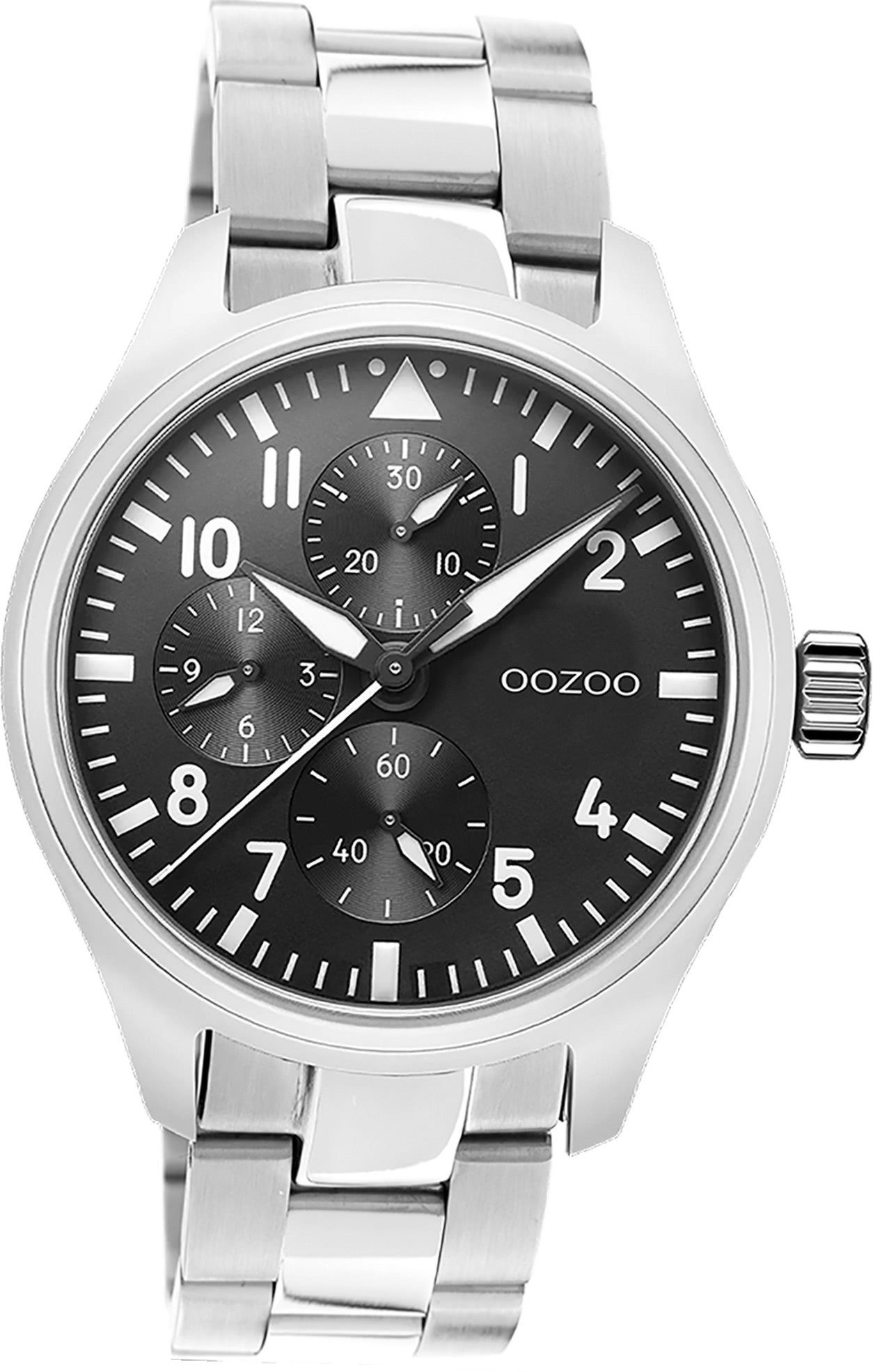 Timepieces, silber, rundes Edelstahlarmband 42mm) Gehäuse, Armbanduhr groß Herrenuhr Oozoo (ca. OOZOO Quarzuhr Herren