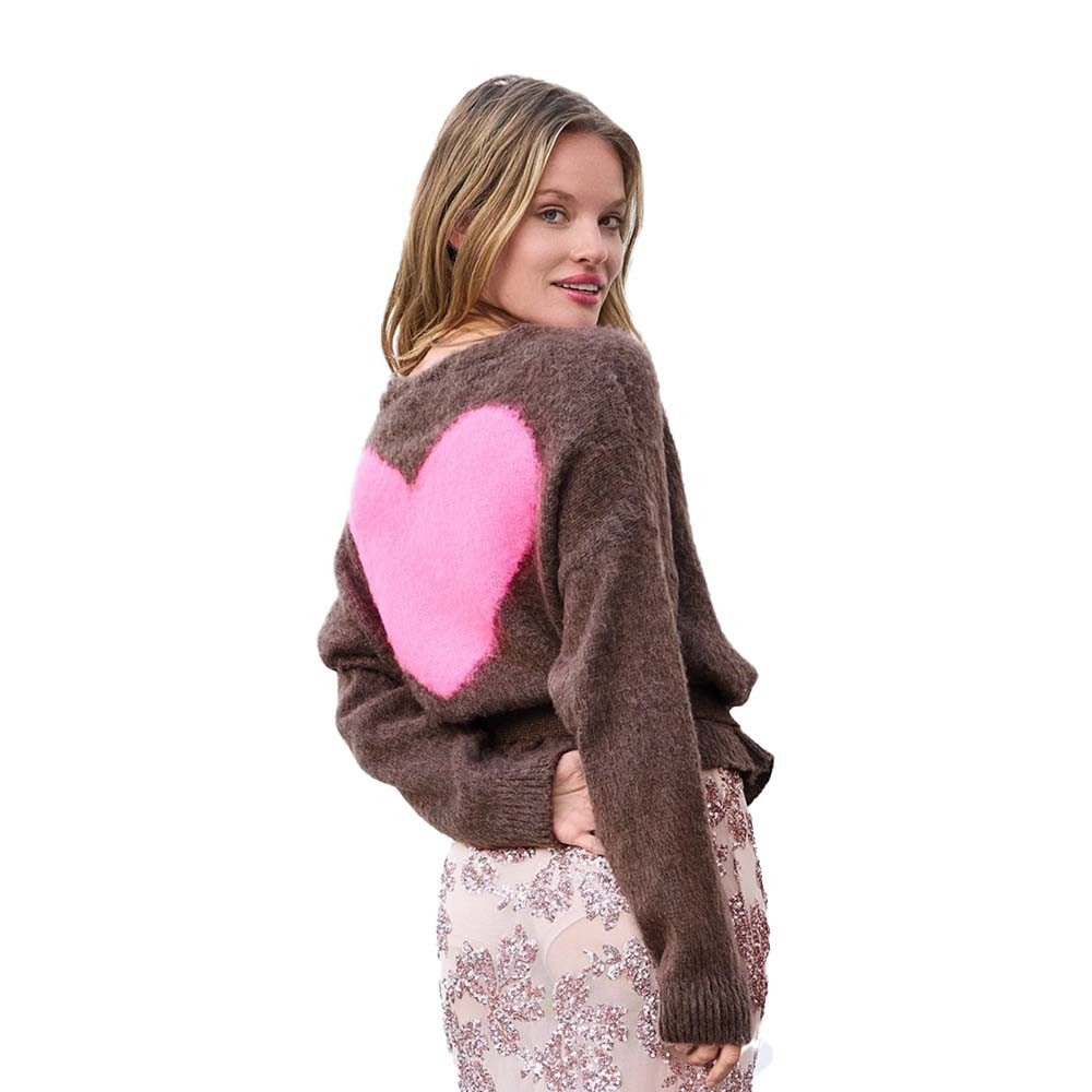 Miss Goodlife Strickjacke Strickjacke Cache Couer Big Heart MG13394 – hellbraun