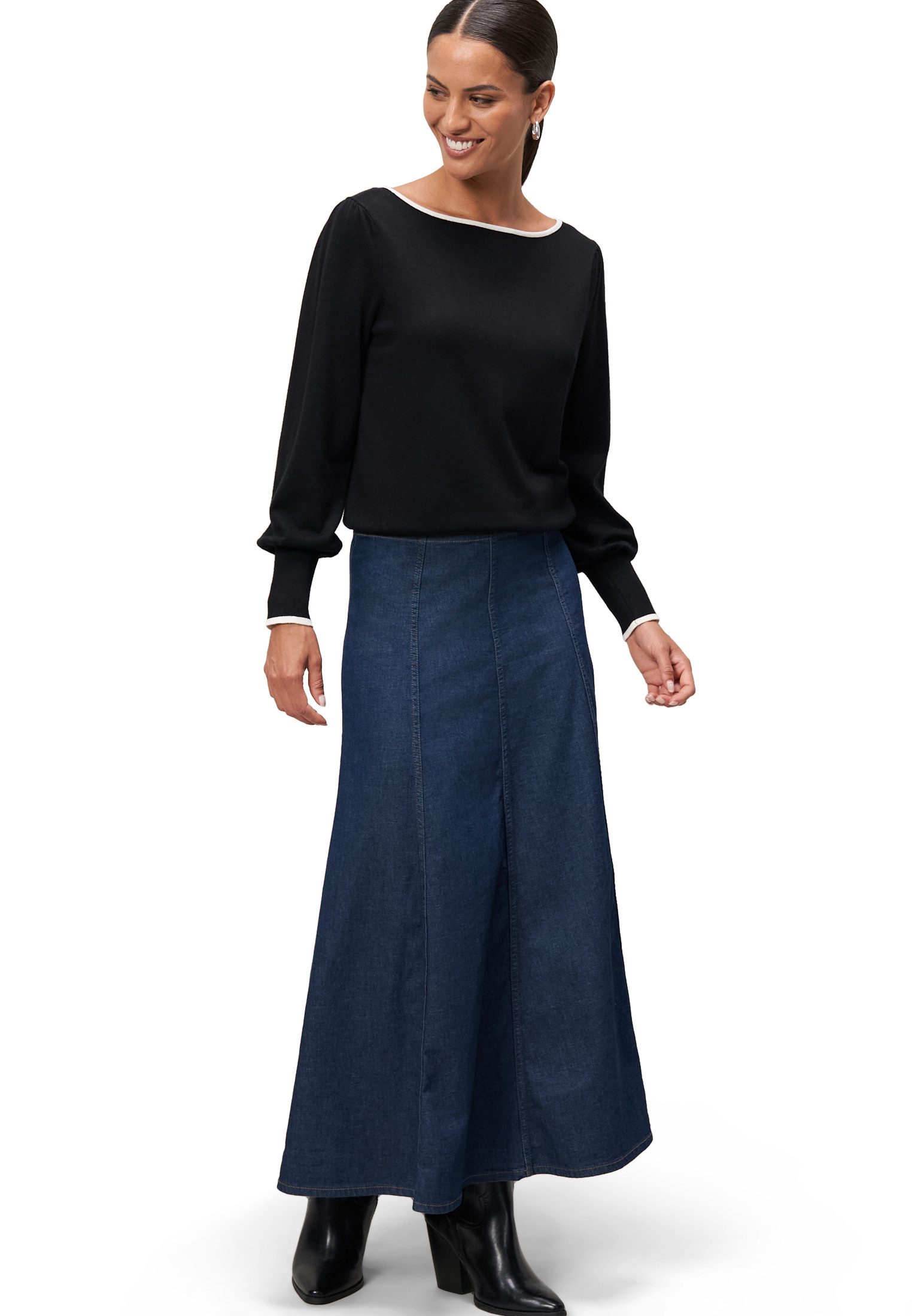 Zero Strickpullover Damen mit Kontrastpaspel (1-tlg) weiteres Detail