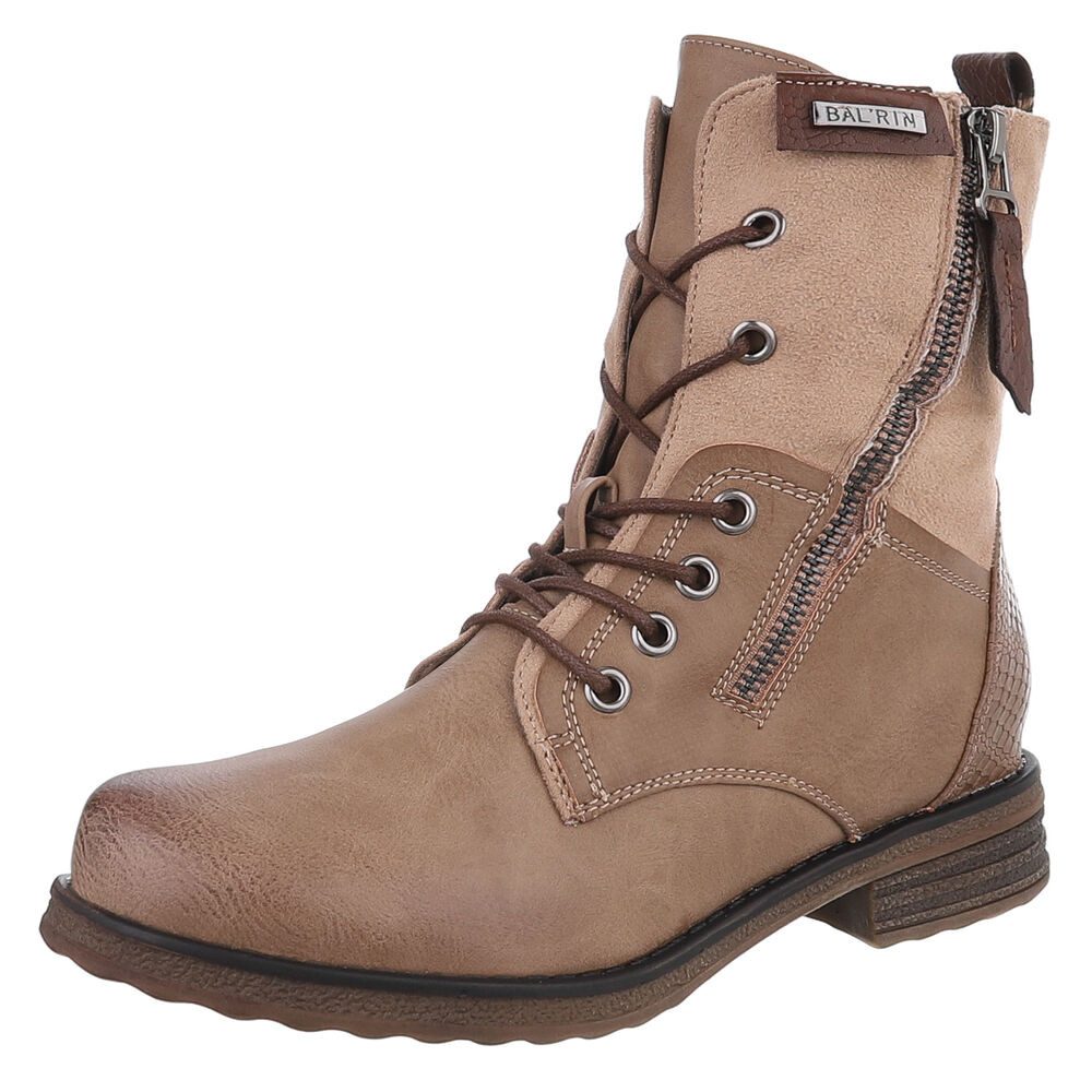 Modischer Damenstiefel mit Schnürung und Reißverschluss Stiefelette