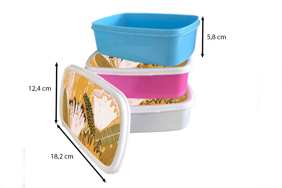 MuchoWow Lunchbox Blumen - Gelb - Mädchen, Kinder, rosa Pflanzen, Erwachsene, Kunststoff Kunststoff, für Brotdose Brotbox (2-tlg), Snackbox