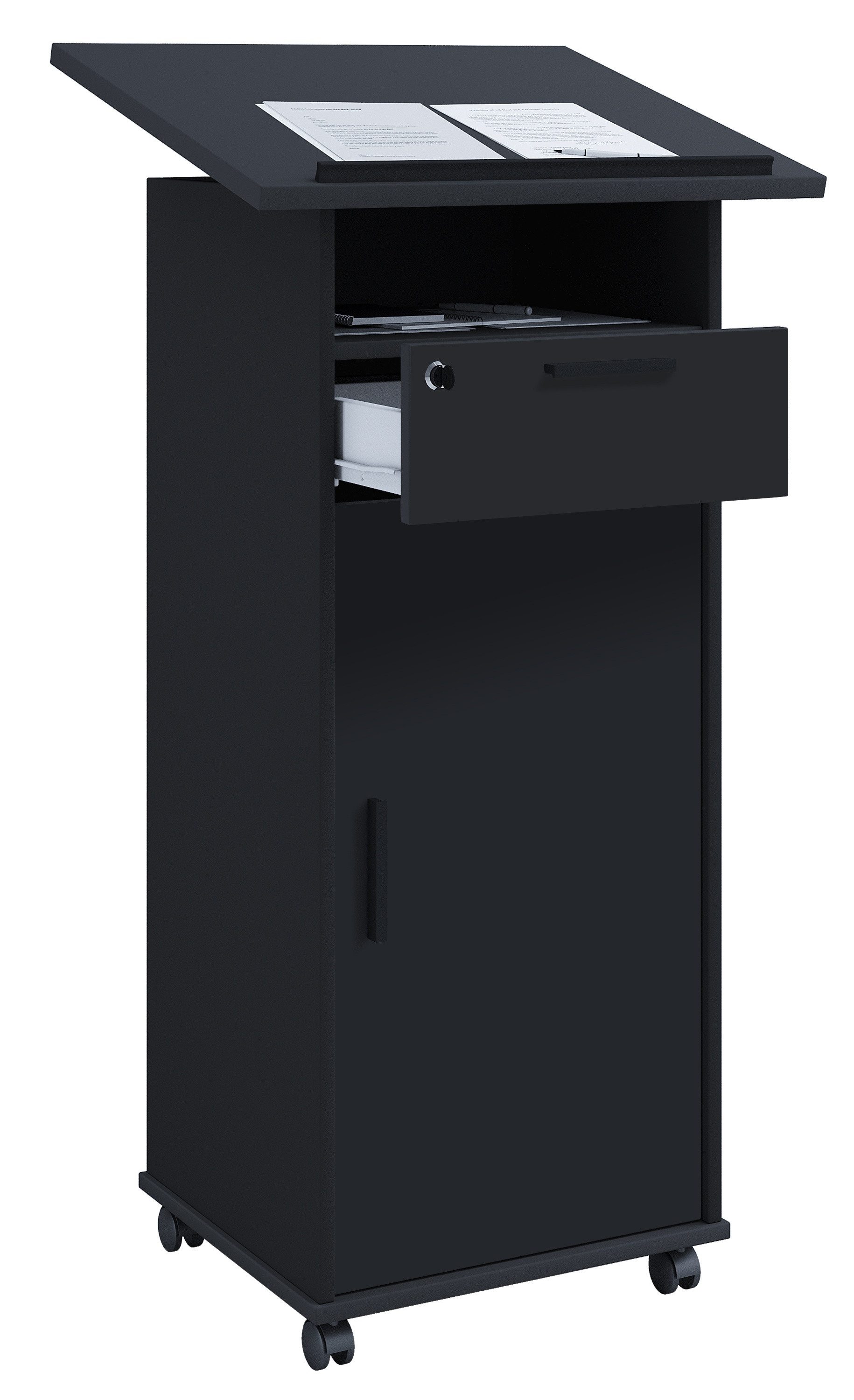 VCM Stehpult Holz Stehpult Rednerpult Stehtisch Rollen Melta T