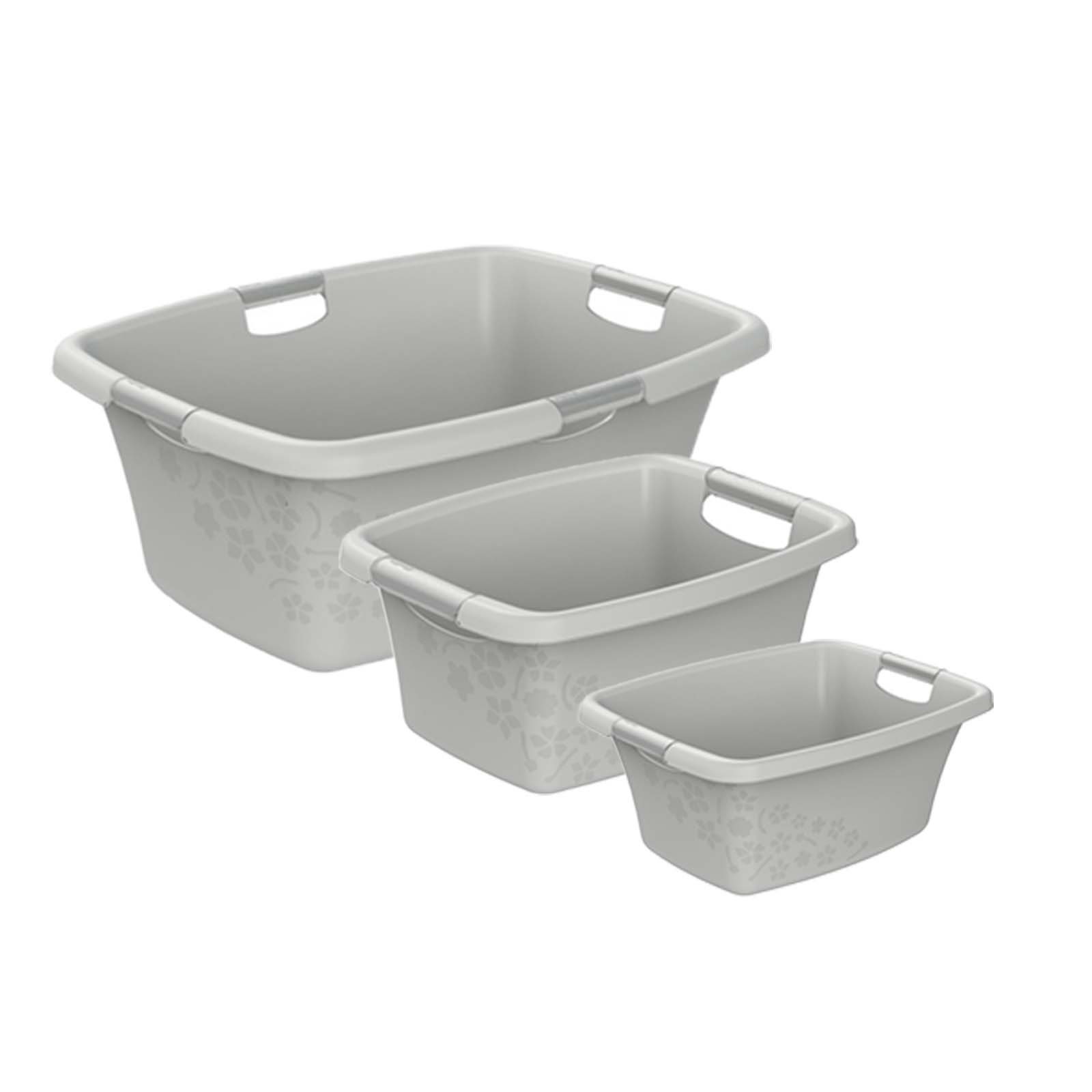 ROTHO Wäschewanne Flowers Wäschekorbset 3 tlg. 12l 25l 50l, Kunststoff (PP) günstig online kaufen