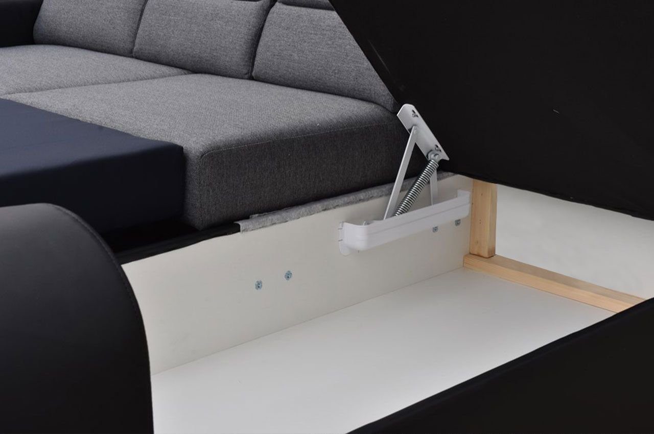 MKS MÖBEL Ecksofa AKIWA, mit - Blau Wohnlandschaft Hocker 2 L-Form Couch Schlaffunktion