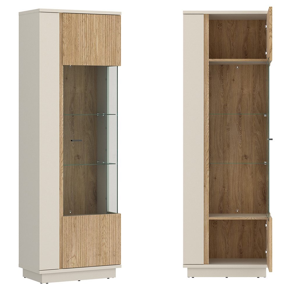 Lomadox Wohnzimmer-Set MOLINA-129, (Mega-Spar-Set, 4-St., Highboard Lowboard Vitrine Wandregal), Wohnzimmermöbel in Eiche & kaschmir mit Softclose & LED-Beleuchtung