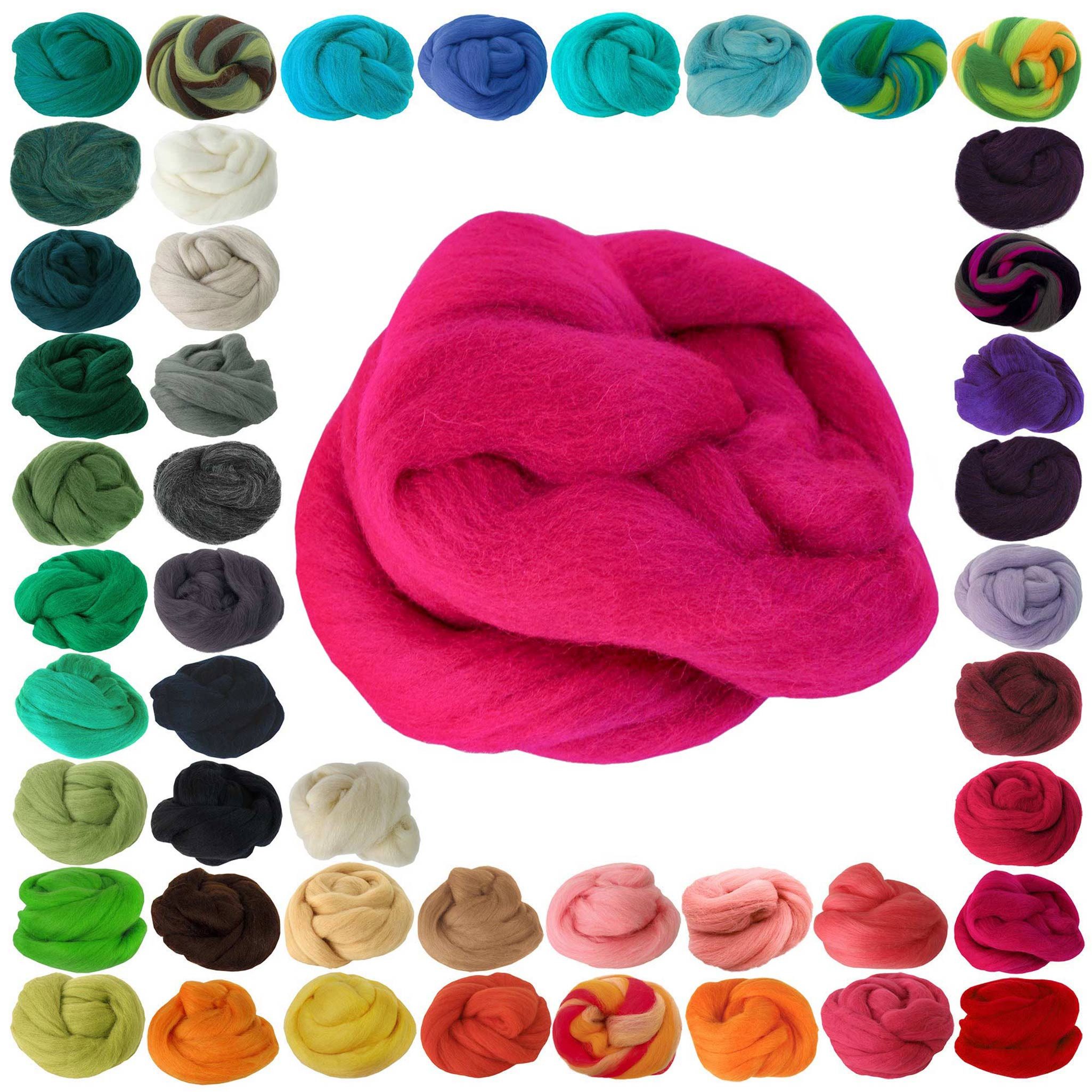 maDDma 25g Filzwolle / Märchenwolle, Nass- u. Trockenfilzen, Farbwahl Bastelgarn, neonpink