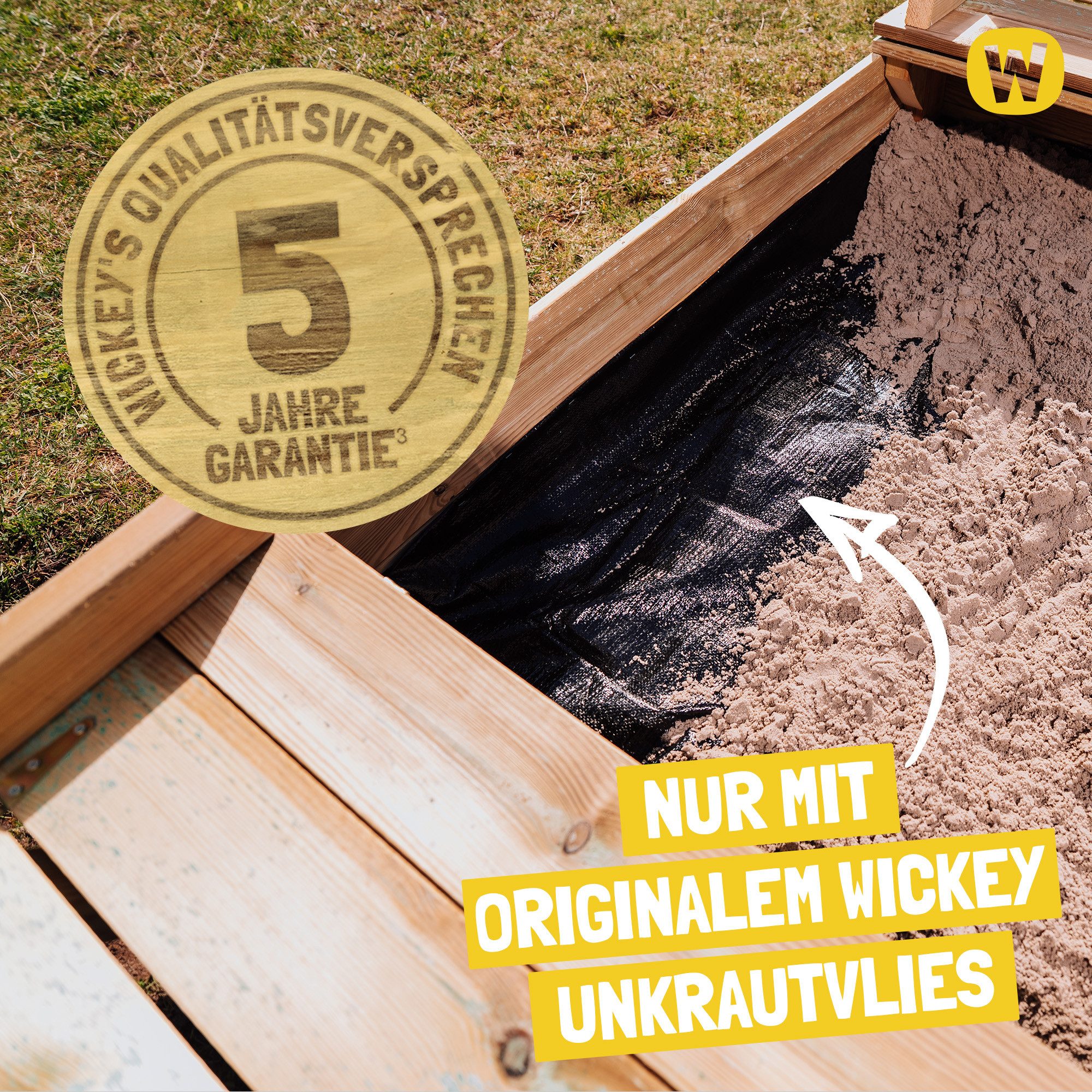 Wickey Sandkasten King Kong mit Sitzrand & abnehmbarem Deckel - Verschiedene Größen -, (Ideal für kreativen Sandspaß mit Freunden & Geschwistern, Fördert Kreativität & Motorik durch Sandspiele), Kesseldruckimprägniertes Holz mit 5 Jahren Garantie*