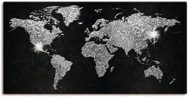Artland Wandbild »Weltkarte Glitzer«, Land- & Weltkarten (1 Stück), in vielen Größen & Produktarten - Alubild / Outdoorbild für den Außenbereich, Leinwandbild, Poster, Wandaufkleber / Wandtattoo auch für Badezimmer geeignet-Otto