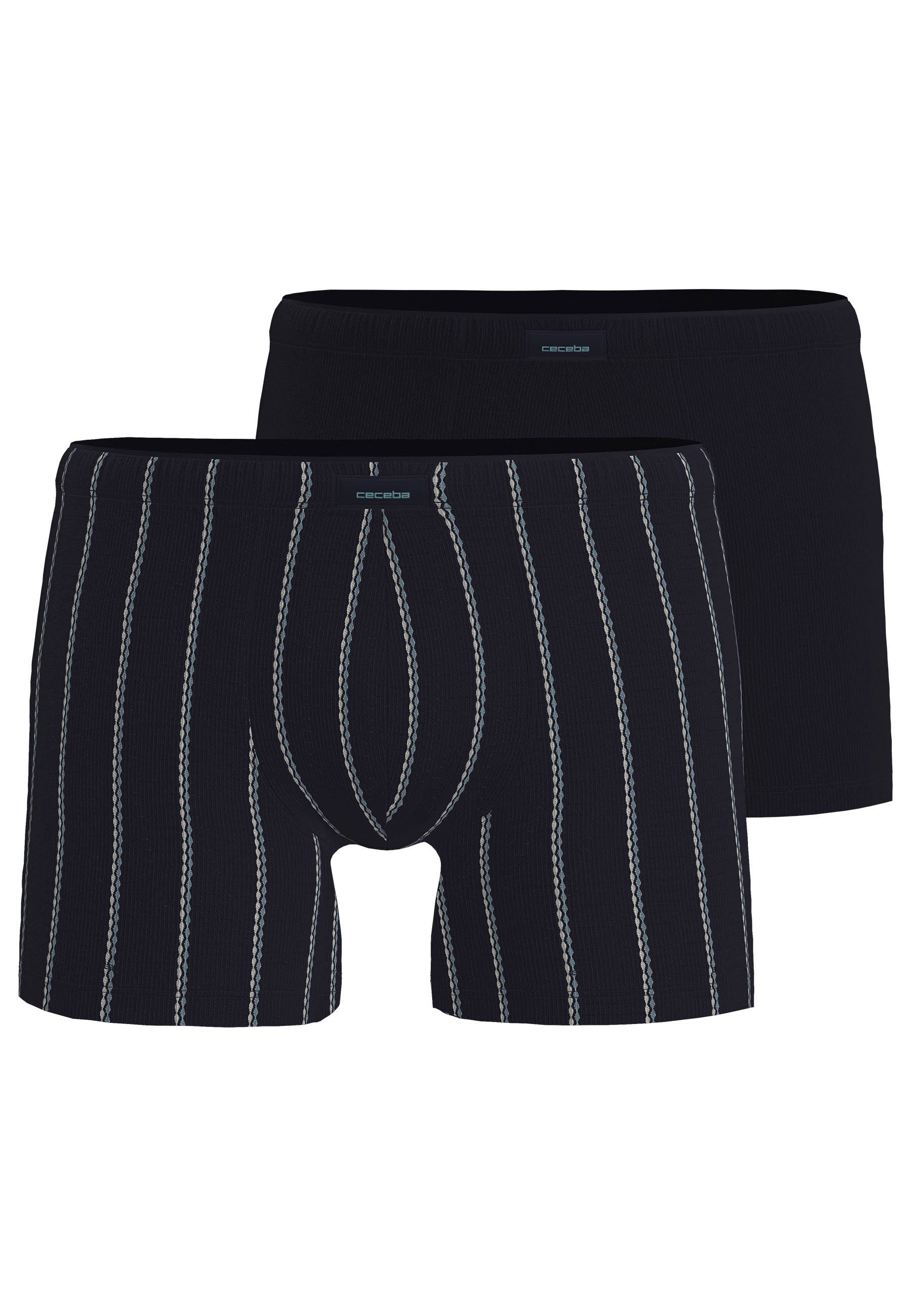 Langer Boxer CECEBA Herren Long-Pants blau längsgestreift 2er P