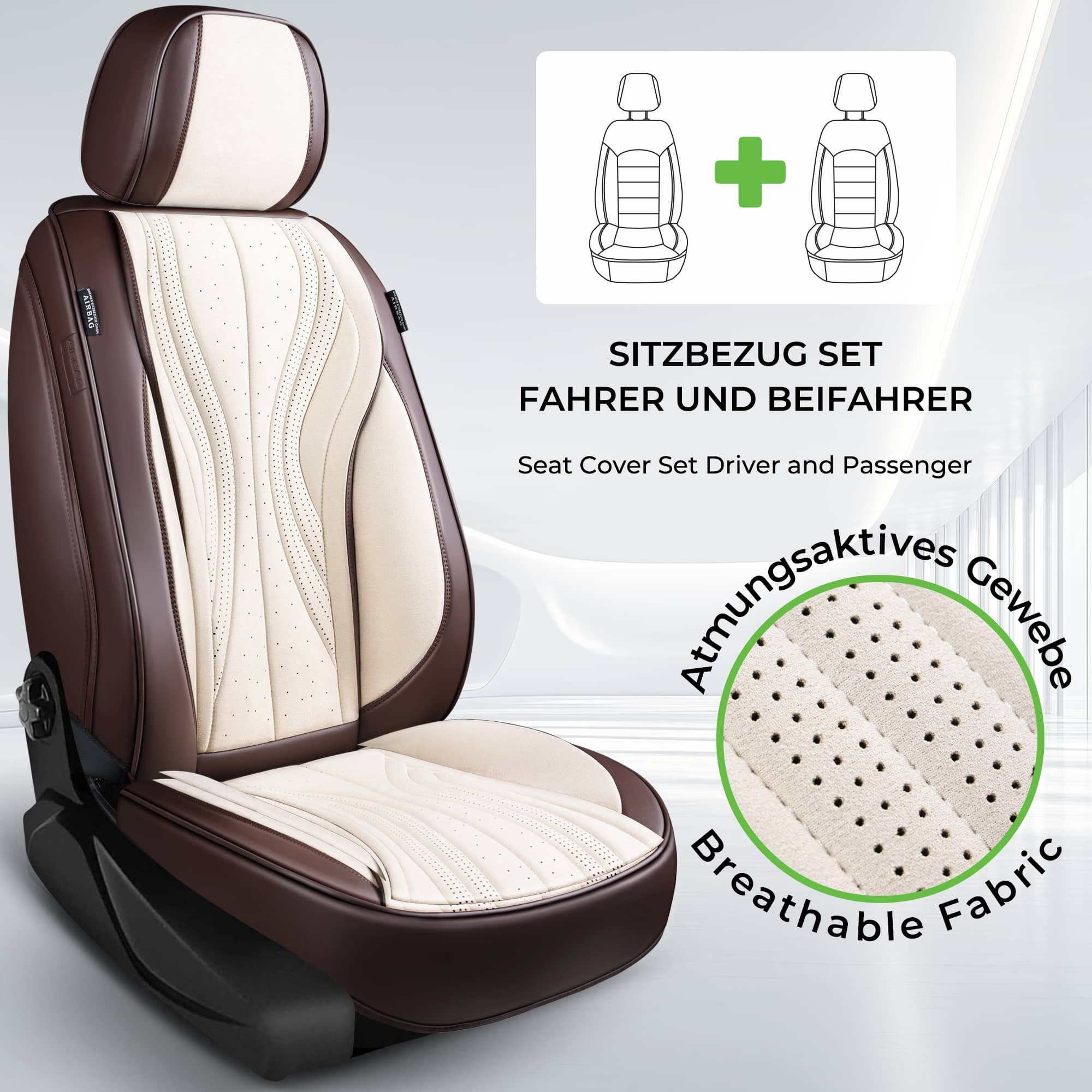 BREMER SITZBEZÜGE Autositzbezug für Volvo S60 V60 3 Gen. Bj ab 2018 (M6), Set, Schonbezüge Sitzbezüge Fahrer und Beifahrer, in Braun/Beige