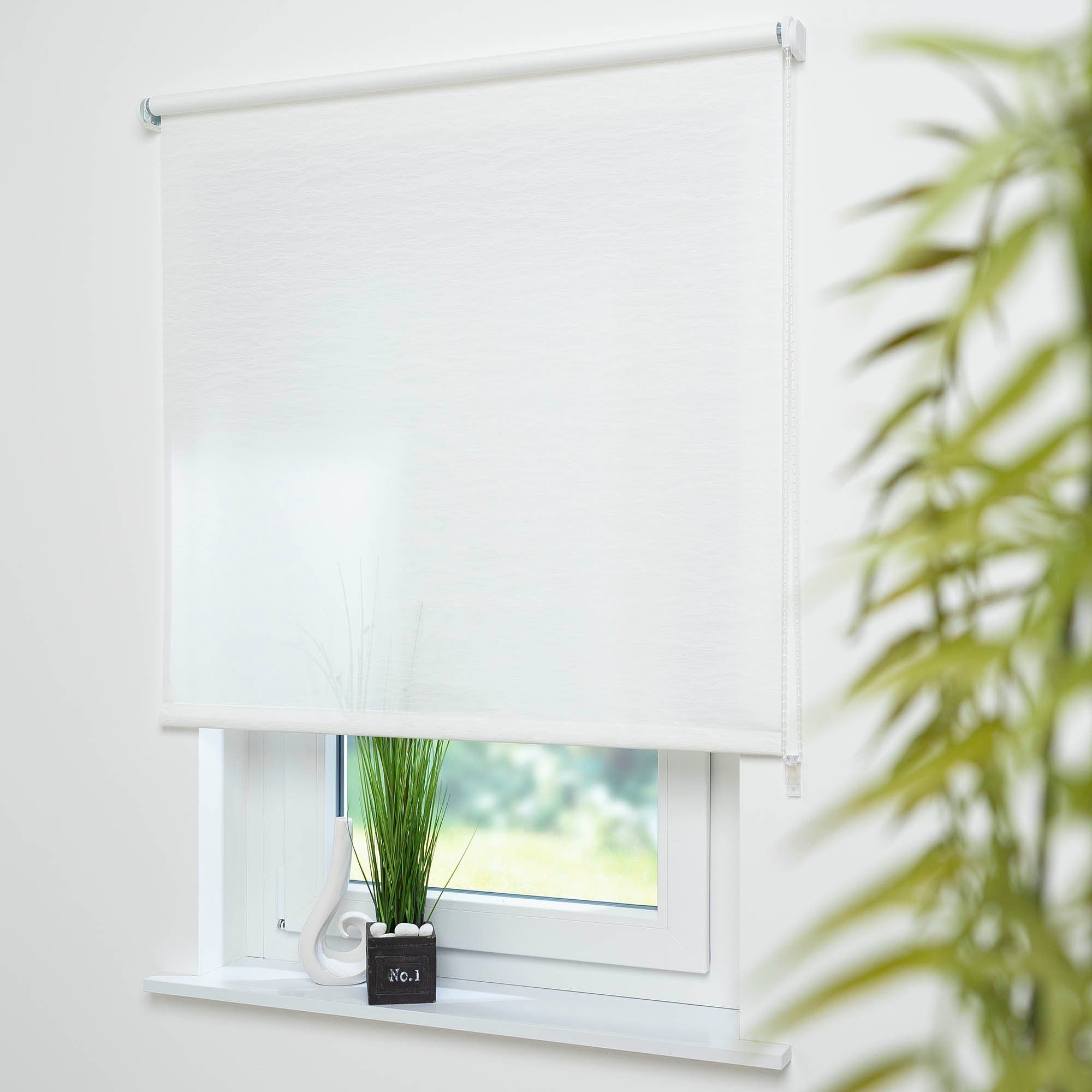 Seitenzugrollo Dekor Faden, Liedeco, Lichtschutz, ohne Bohren, verschraubt