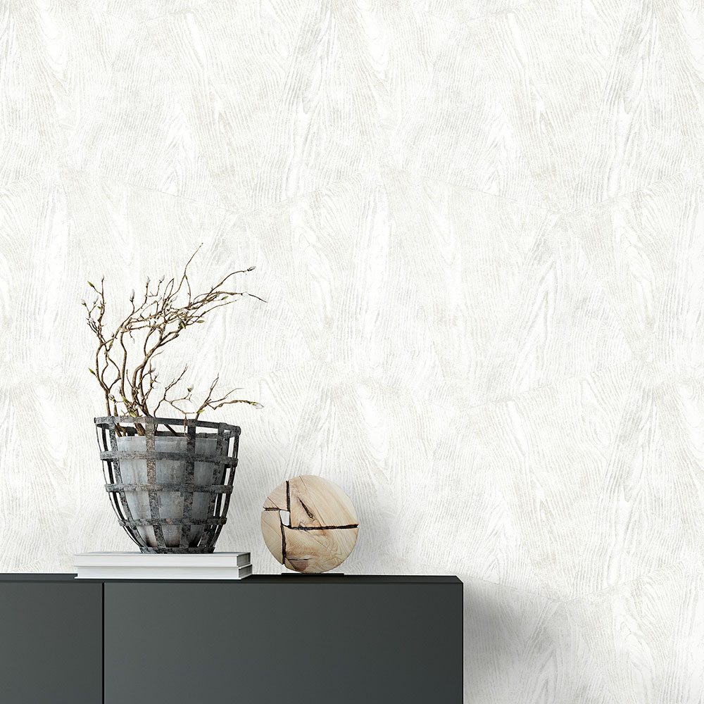 Erismann Vliestapete Fliesen Holzoptik Grafik Grau Silber Metallic 10439-31 Opus Erismann