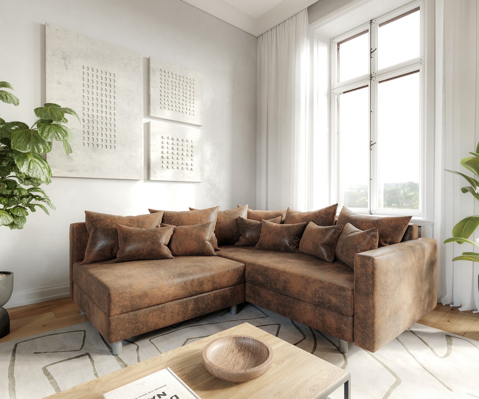 DELIFE Ecksofa Clovis, Braun Antik Optik günstig online kaufen