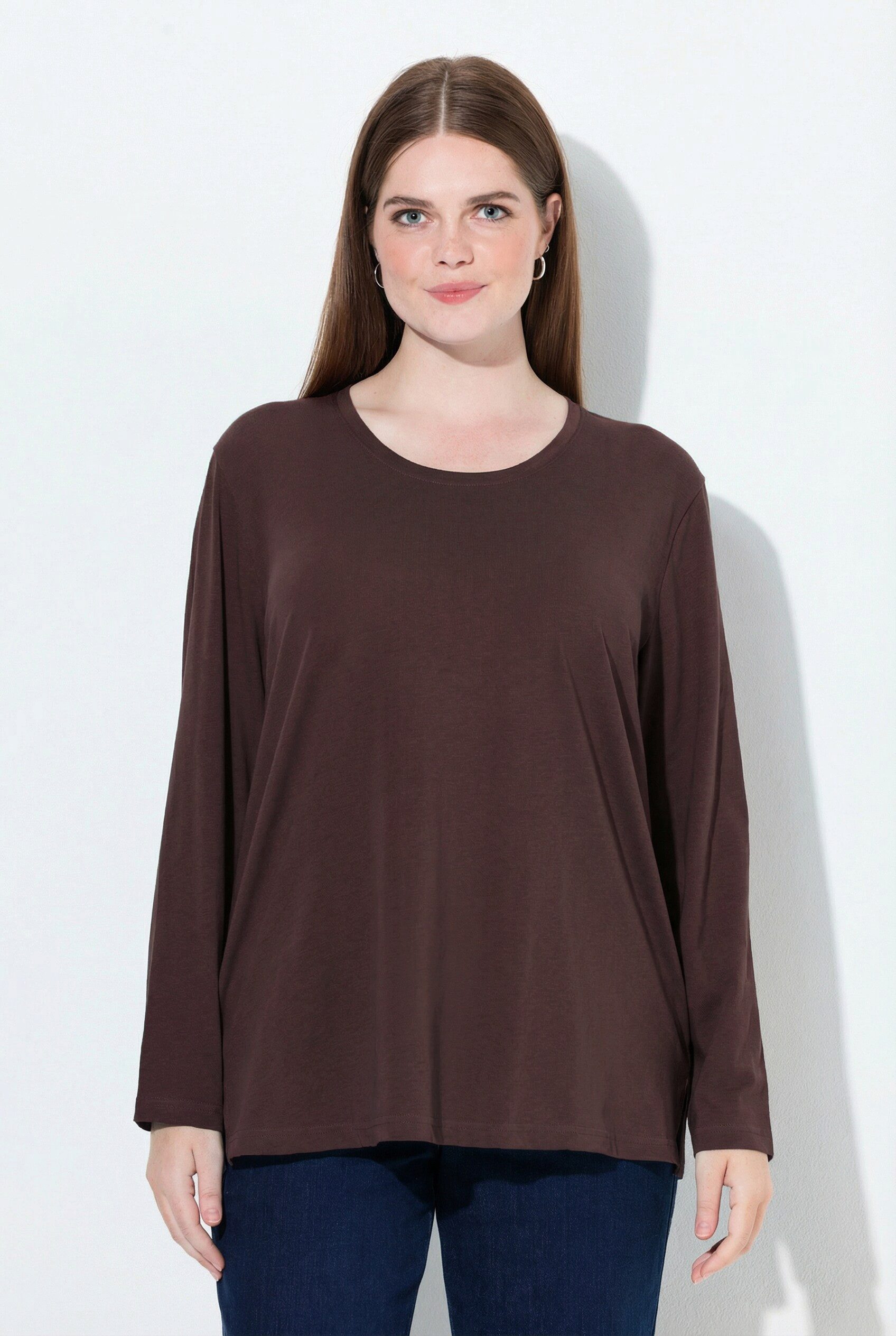 Ulla Popken T-Shirt Shirt Relaxed Rundhalsausschnitt Langarm