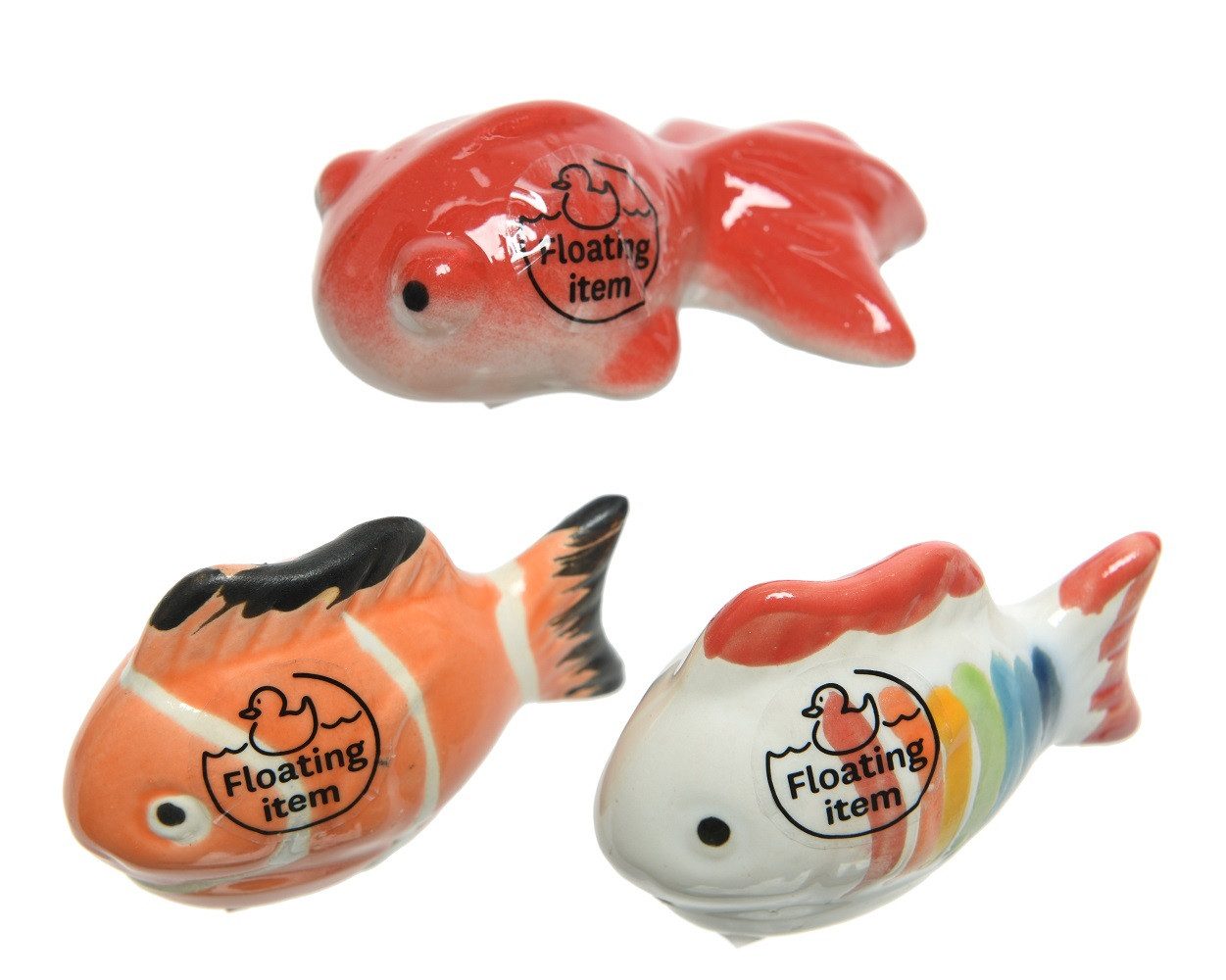Kaemingk Dekofigur Fisch Deko Schwimmfisch Porzellan Teichdeko L ca 7 cm 3er Set
