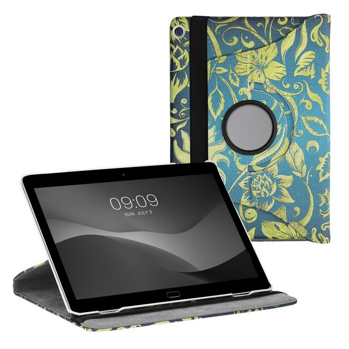 kwmobile Tablet-Hülle Hülle für Huawei MediaPad M3 Lite 10 360° Tablet Schutzhülle Cover Case - Vintage Blumen Design