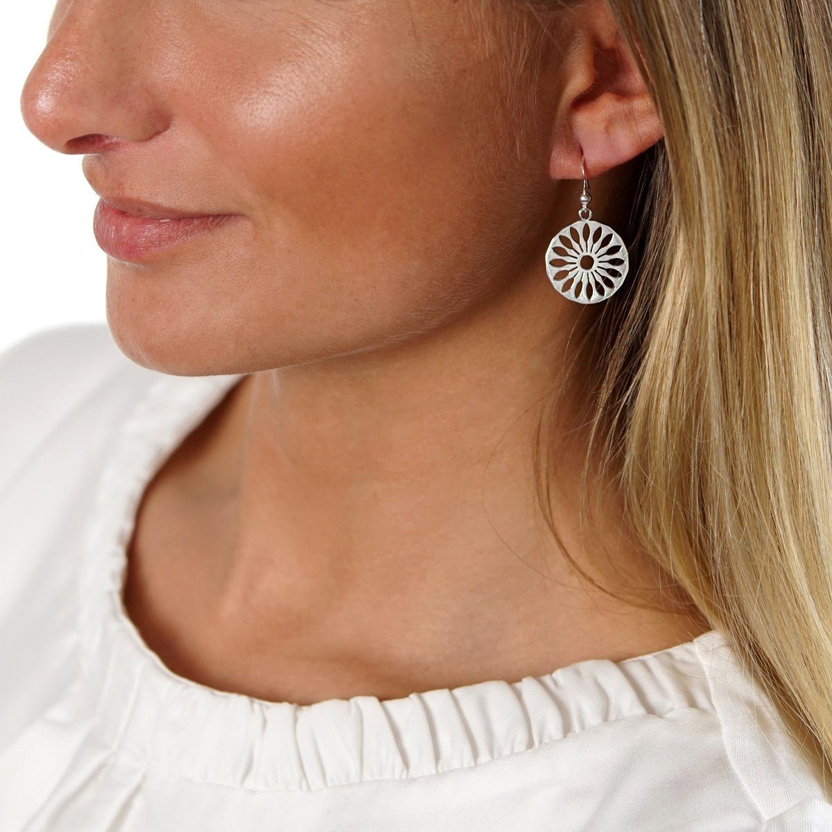 Materia Paar Ohrhänger Silber Blume / günstig online kaufen