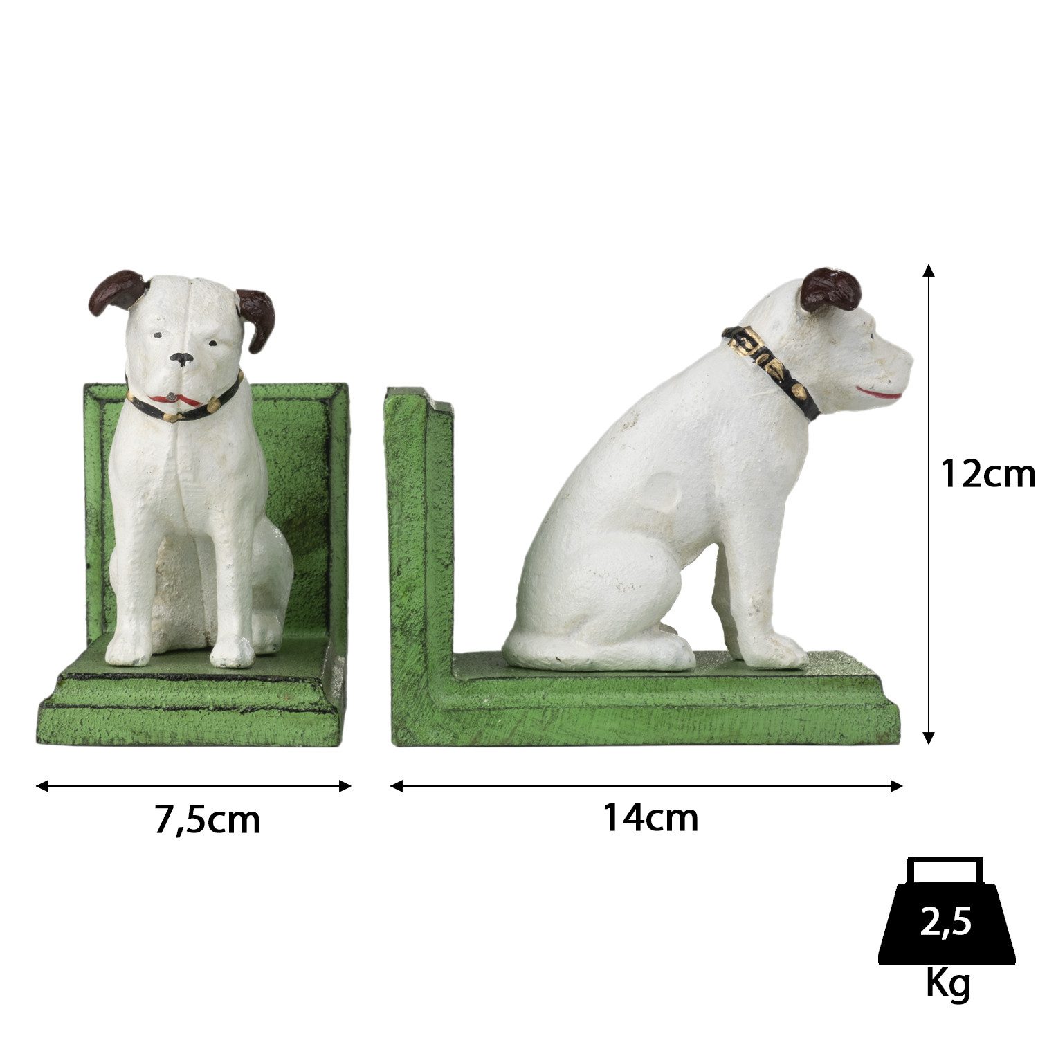 Moritz Buchstütze 2er Set Buchstützen Hund grün, Buchhalter Buchstopper Bücher Halter mit Tiermotiv