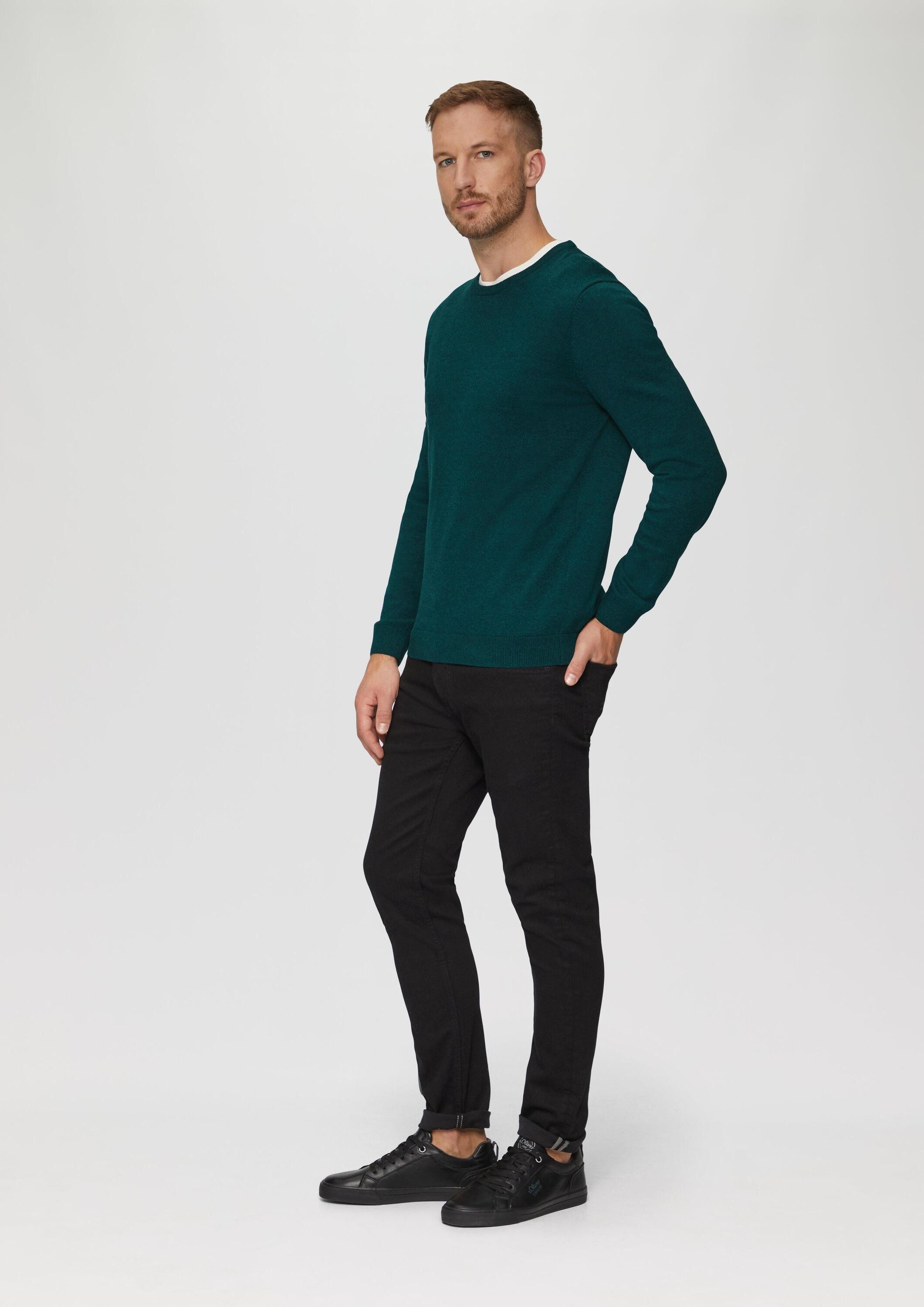 s.Oliver Longpullover Strickpullover Baumwollpullover mit Logo-Stickerei