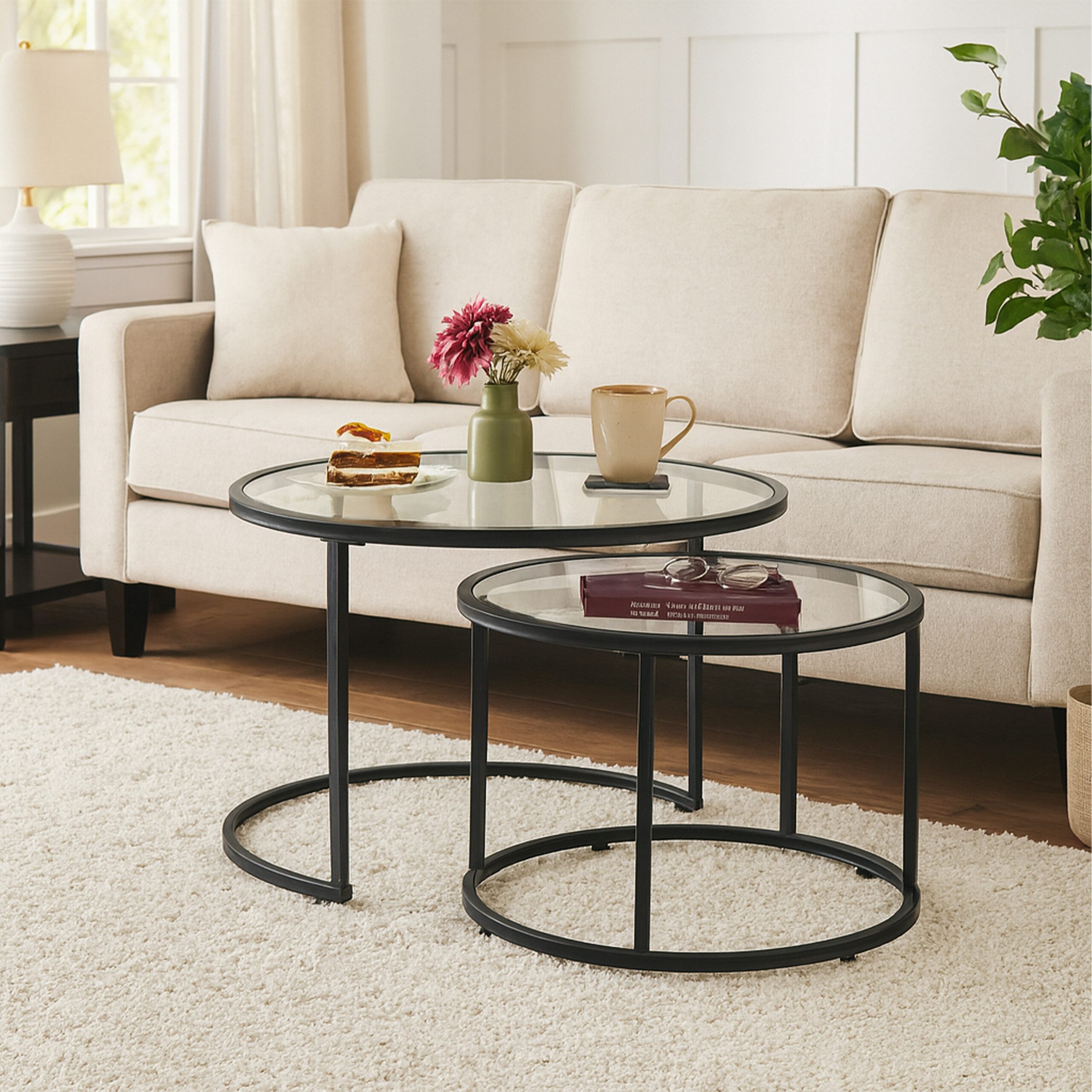 relaxdays Satztisch 2er Set Glas & Metall günstig online kaufen