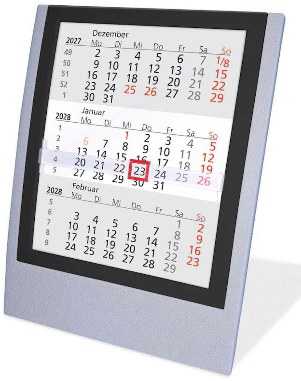 Terminkalender 3-Monats-Tischkalender, Wandkalender 2027/2028 grau-schwarz (1-tlg)