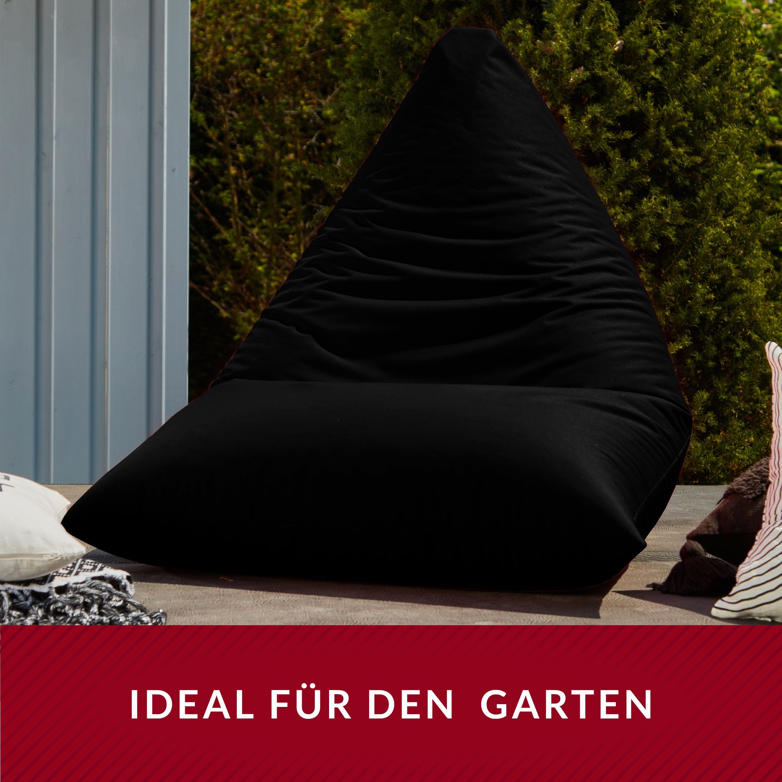 Green Bean Indoor Schwarz Bodenkissen Liegekissen Sitzkissen Outdoor & Sitzsack Bag Bean 120x100x80cm, Sitzsack