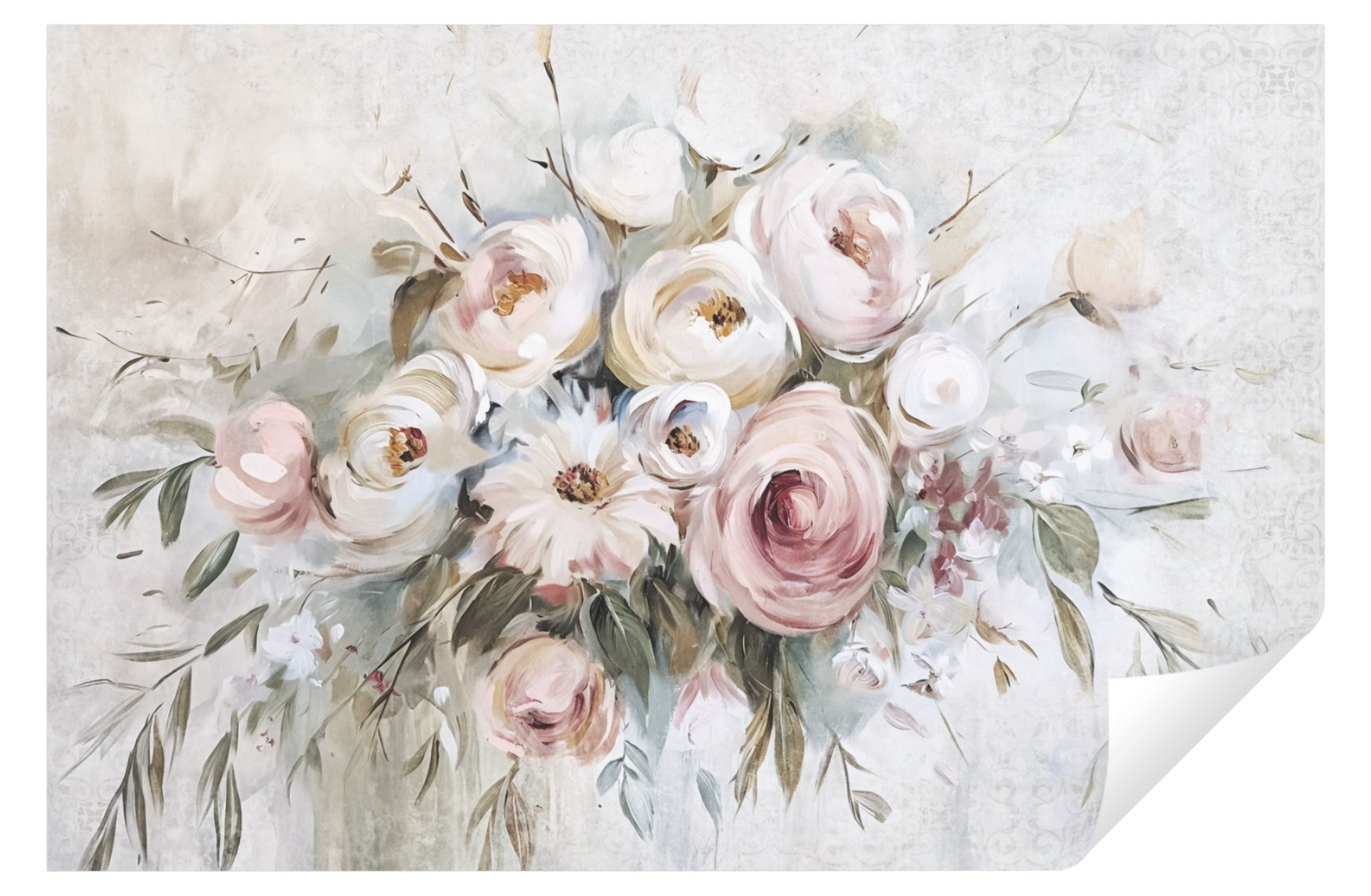 Wallarena Fototapete Blumen Vintage Vlies Tapete Wohnzimmer Schlafzimmer Wandtapete, Glatt Vlies Washable, Pfingstrosen, Tapete inklusive Kleister Vliestapete Motivtapete