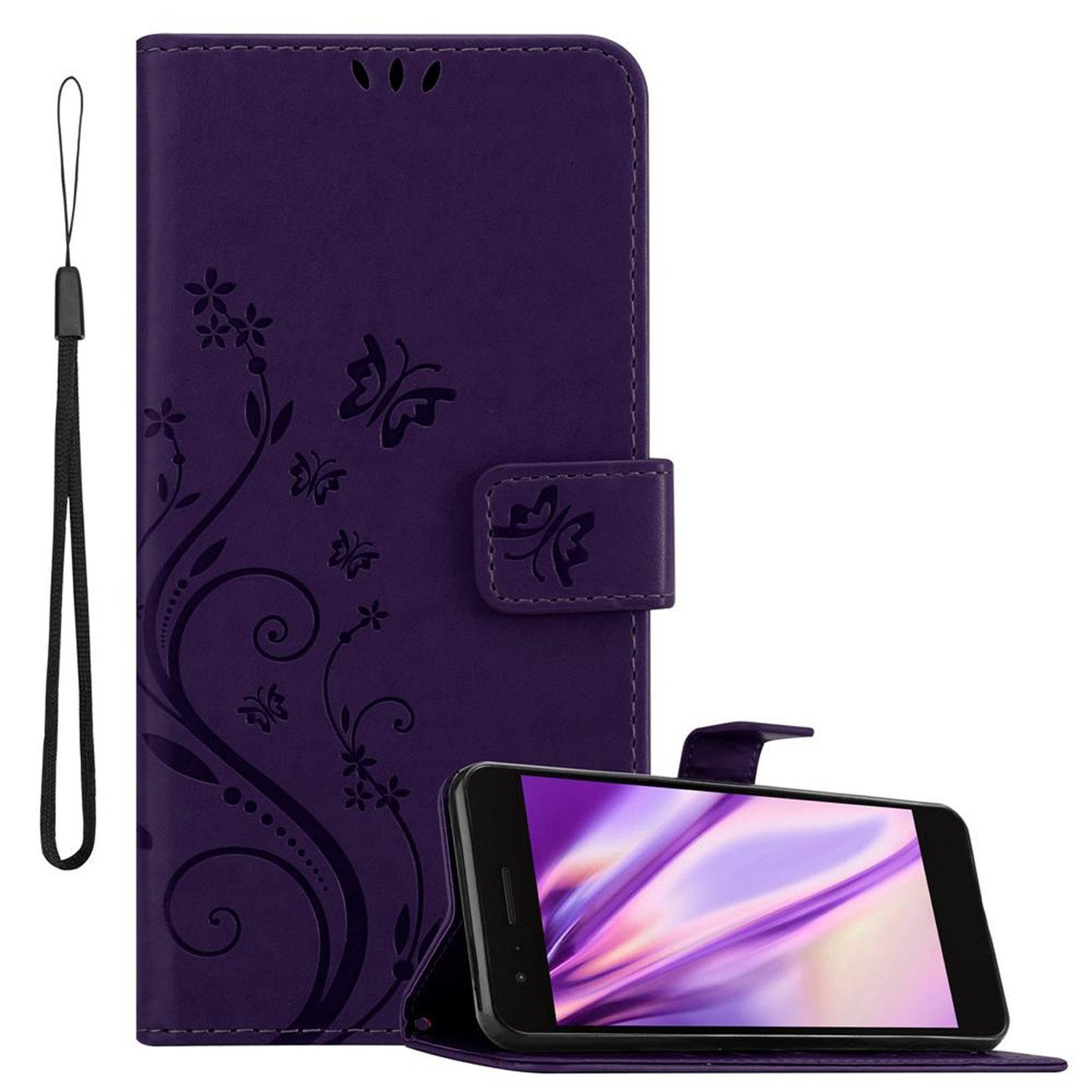 Cadorabo Handyhülle für LG K8 2018 / K9 2018 Hülle LG K8 2018 / K9 2018, Hülle Schutzhülle Blumen Flower mit Standfunktion Kartenfach Magnet