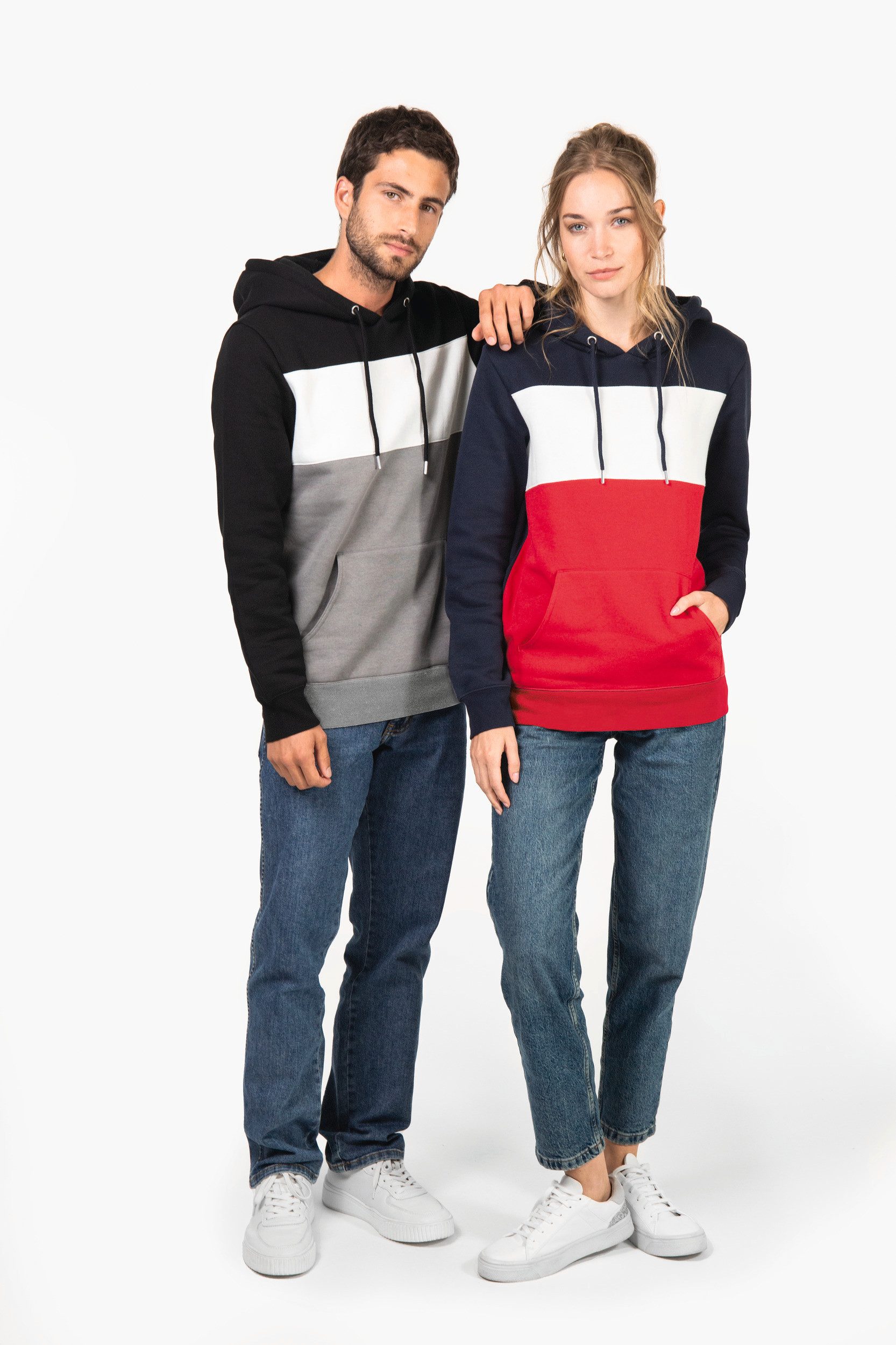 Kariban Hoodie Dreifarbiges Kapuzensweatshirt, Unisex
