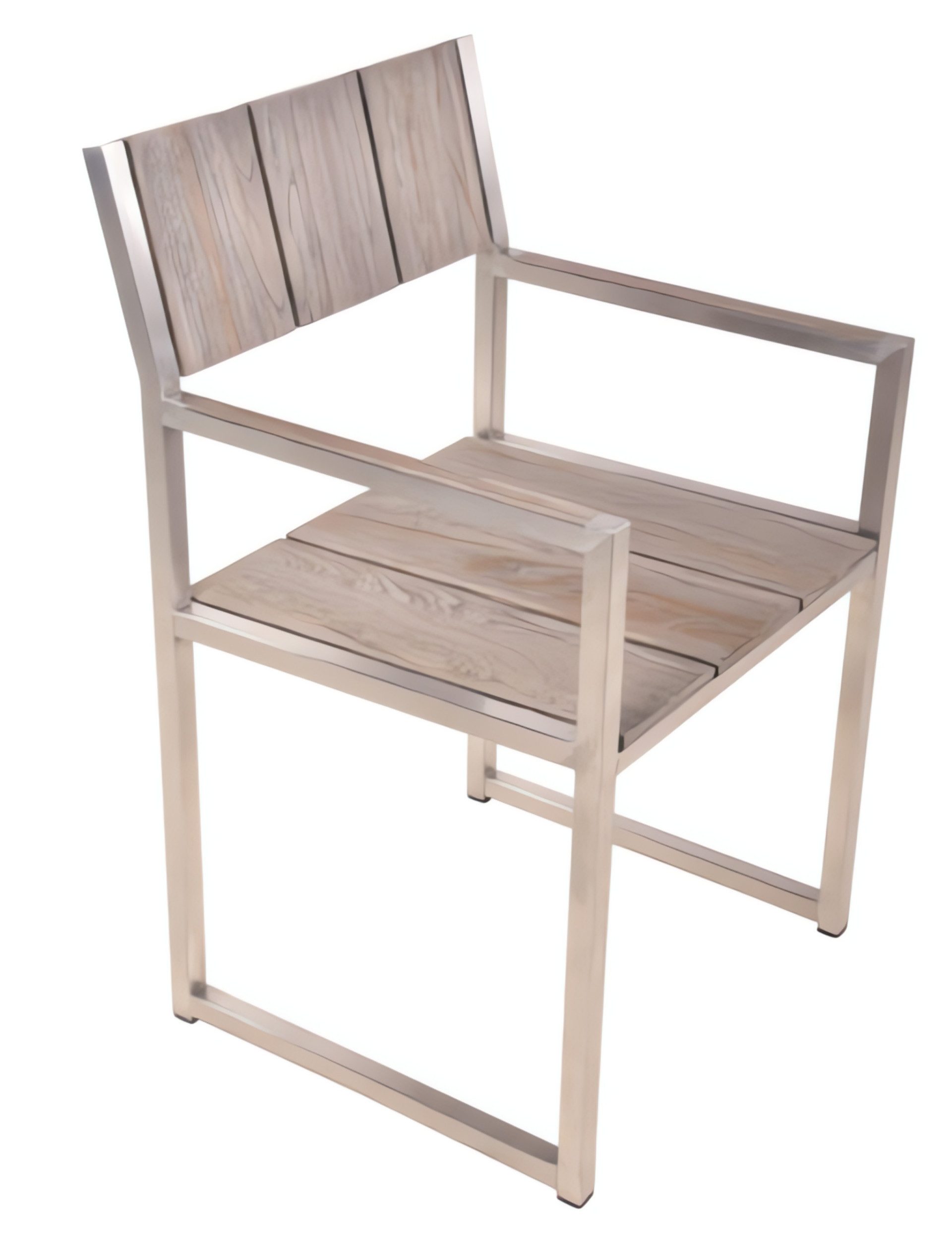 Garden Pleasure Gartenstuhl Stuhl Majuro mit Armlehne Teak A-grade, geölt, grey washed, Edelstahl