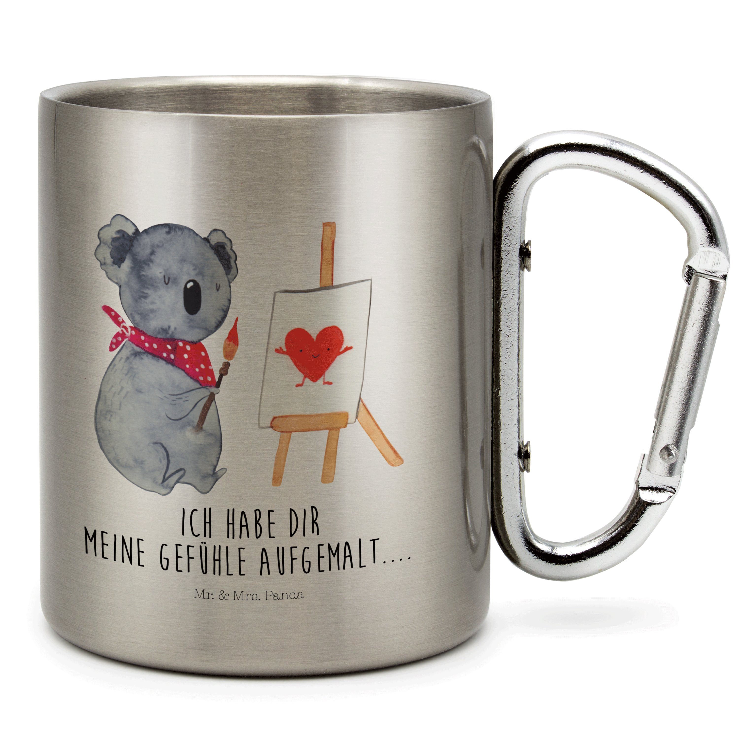 & Tasse Liebe, Künstler Transparent Edelstahl - Geschenk, Mrs. Panda Koala - Mr. Tasse, Koalabär, Outd,