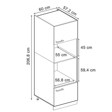 Livinity® Mikrowellenumbauschrank Küchenhochschrank R-Line 60 cm GKO Schwarz Beton