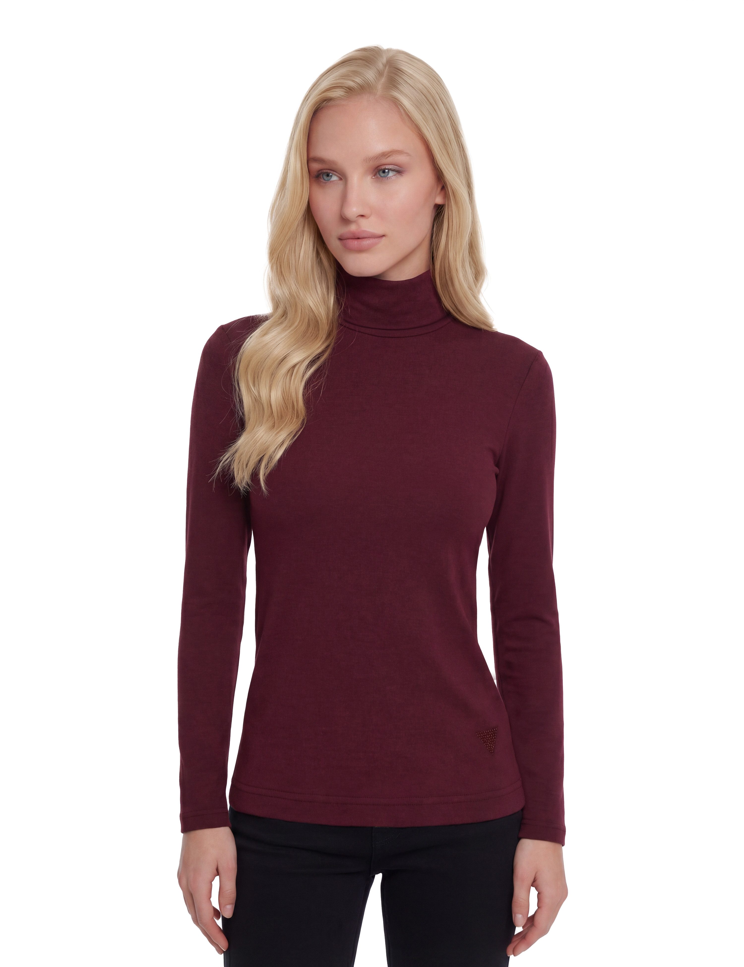 Guess Longsleeve LS LICIA TURTLE NECK TOP mit Rollkragen, Viskosemix