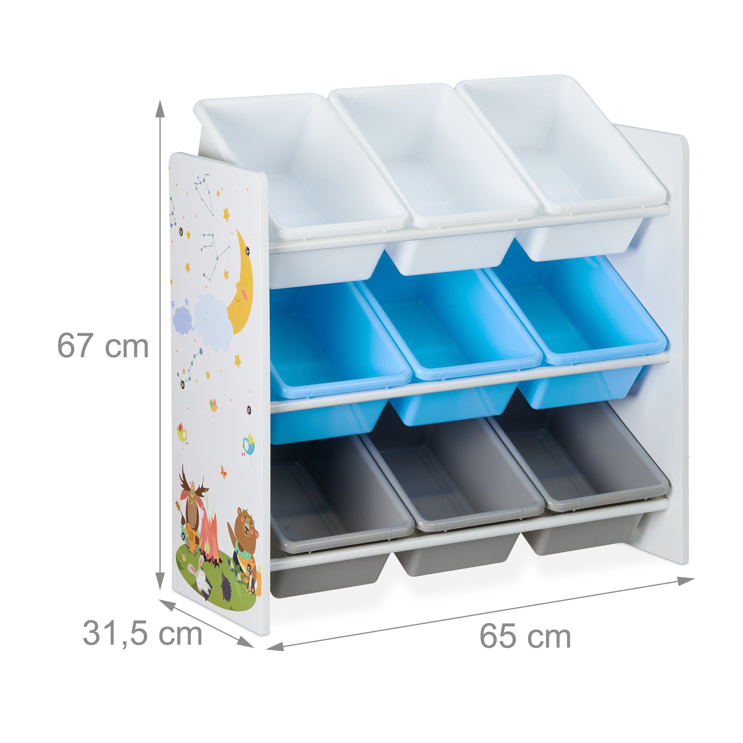 relaxdays Kinderregal mit 9 Boxen und Motiv, 10-tlg., A – Bild 4 von 5
