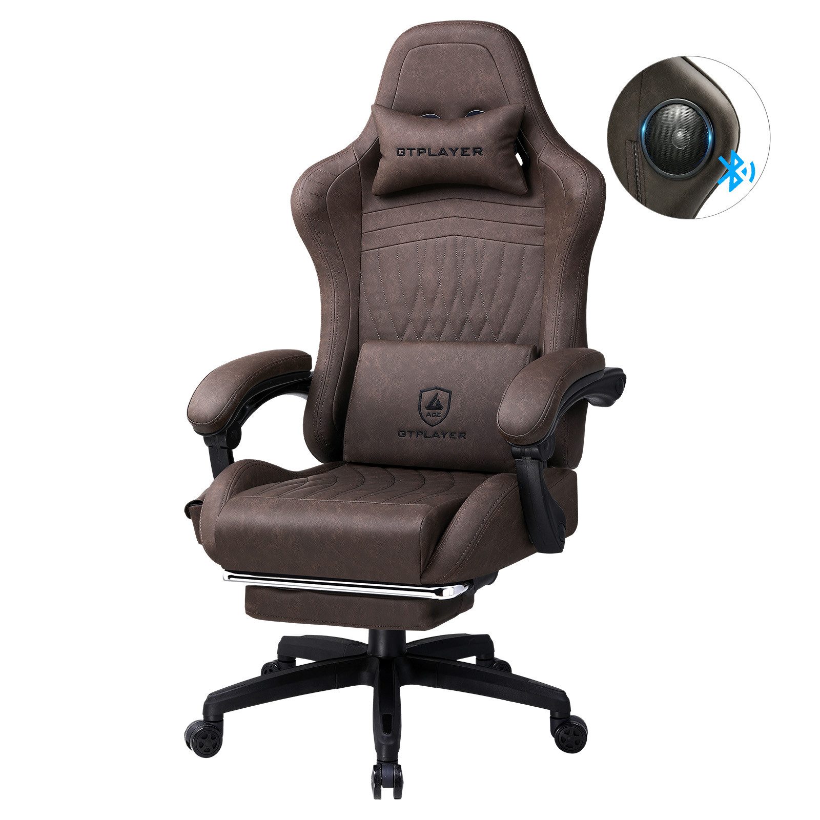 GTPLAYER Gaming-Stuhl ergonomischer Bürostuhl mit HIFI Stereo Lautsprecher, Verbindungsarmlehen beeindrukende Klang-atmosphäre