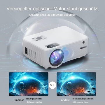 Vigpil Full HD Beamer 4K Heimkino Unterstützt Portabler Projektor (15000 lm, 15000:1, 1920 x 1080 px, Mini LED Heimkino Video Beamer 300' DisplayOutdoor/Home für Fire Stick)