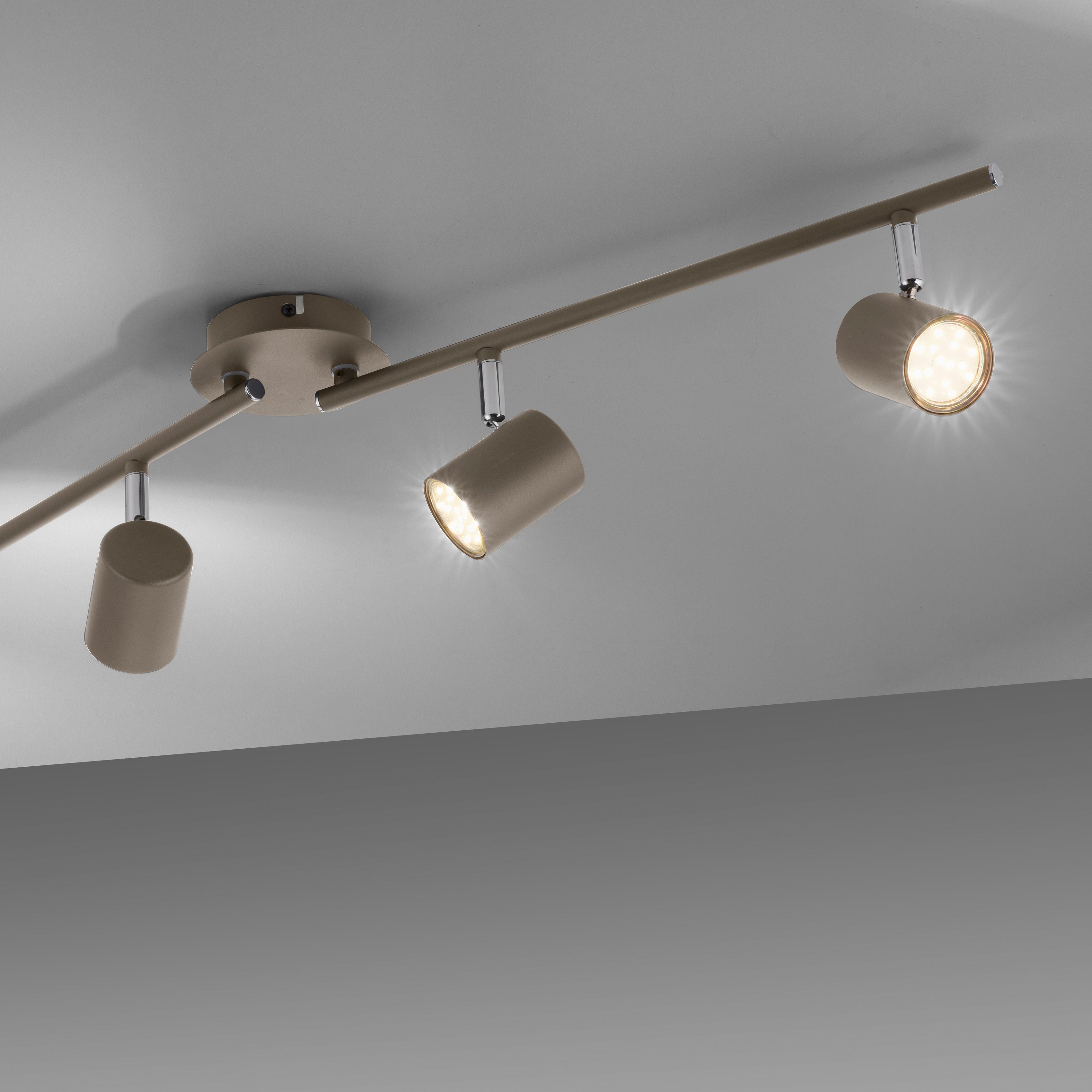 und schwenkbare Deckenleuchte greige Design, LED Leuchtmittel schlichtes Spots wechselbar, warmweißes my home Maci, dreh- Warmweiß, LED-Licht,