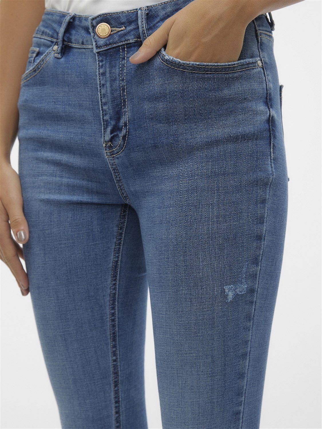 Vero Moda Skinny-fit-Jeans Vero Moda Damen Skinny-Fit Jeans-Hose - VmFlash Hose Stonewashed