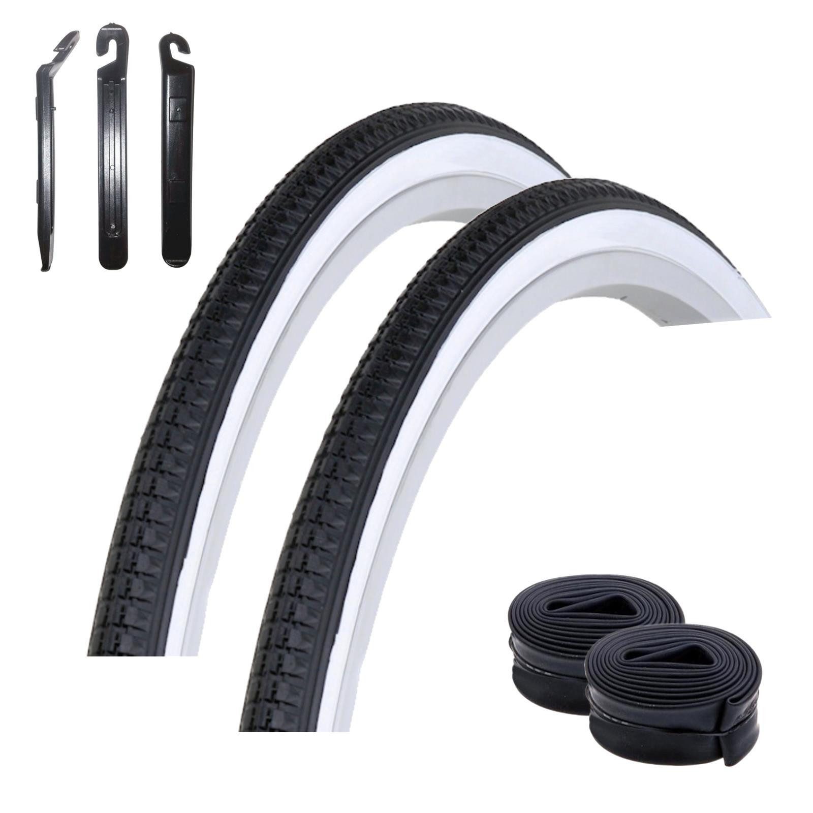 maxxi4you Fahrradreifen 2 x Kenda K-103 27" Weißwand 32-630 + 2 AV + Heber