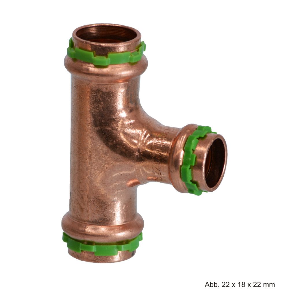 VSH Wasserrohr VSH SudoPress Kupfer SP5130RV T-Stück reduziert, 3I, 15-18-15 mm
