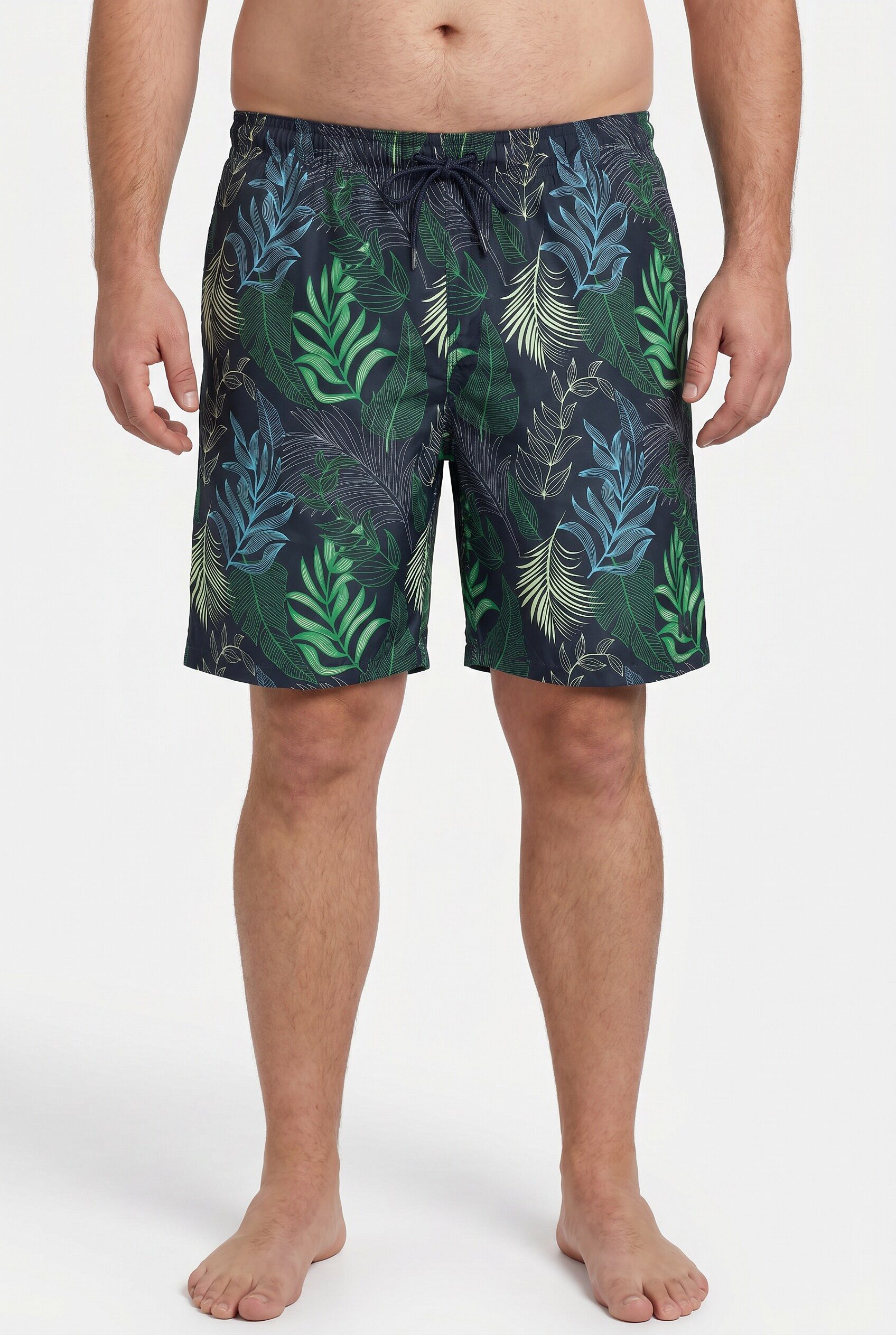 men plus Badehose Badeshorts Bauchfit Alloverprint Elastikbund