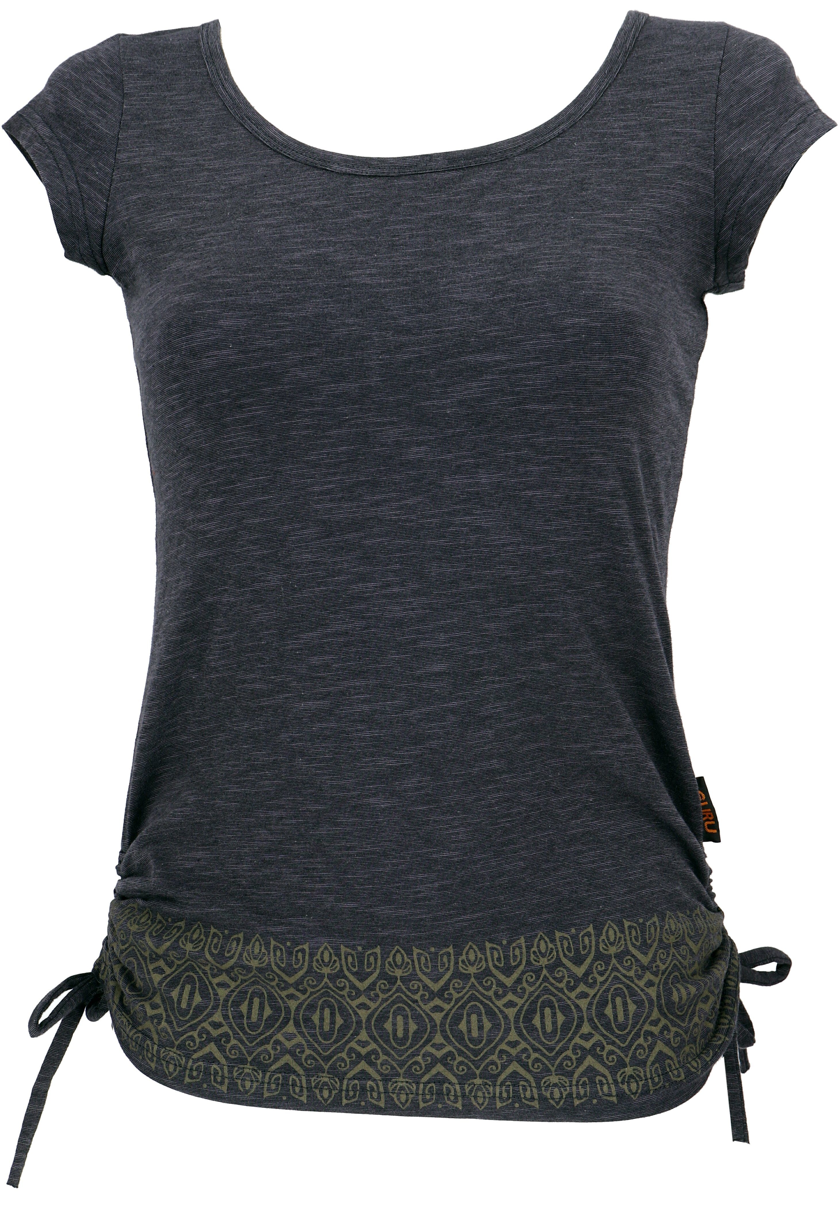 Guru-Shop T-Shirt Yoga -T-Shirt aus Bio-Baumwolle - anthrazit Festival, Eth günstig online kaufen
