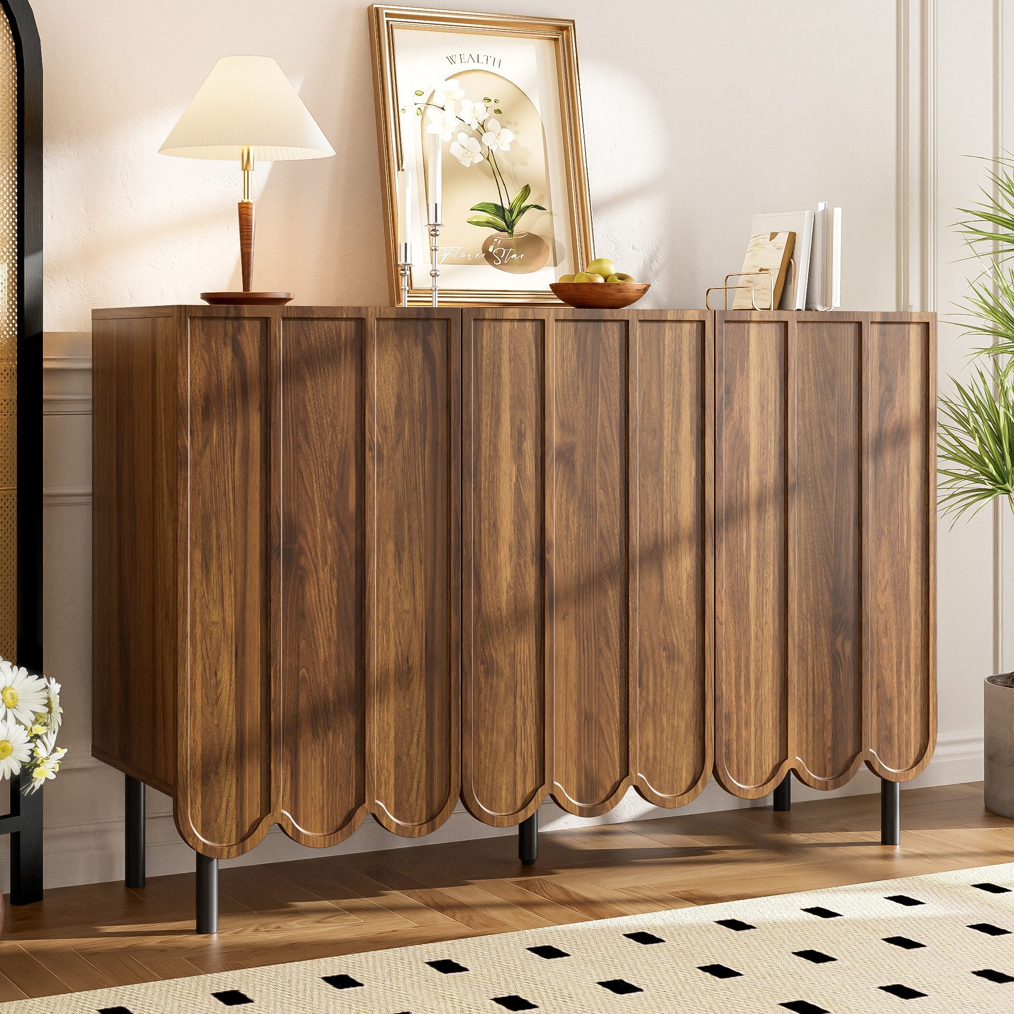 Merax Sideboard in Holzoptik mit Push-to-Open-System (Buffetschrank Anricht günstig online kaufen
