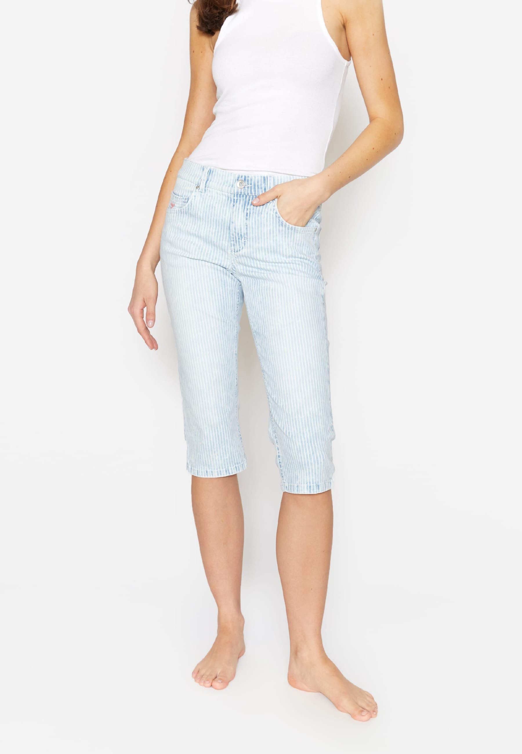 Anacapri Streifen ANGELS Jeans mit Label-Applikationen Slim-fit-Jeans mit