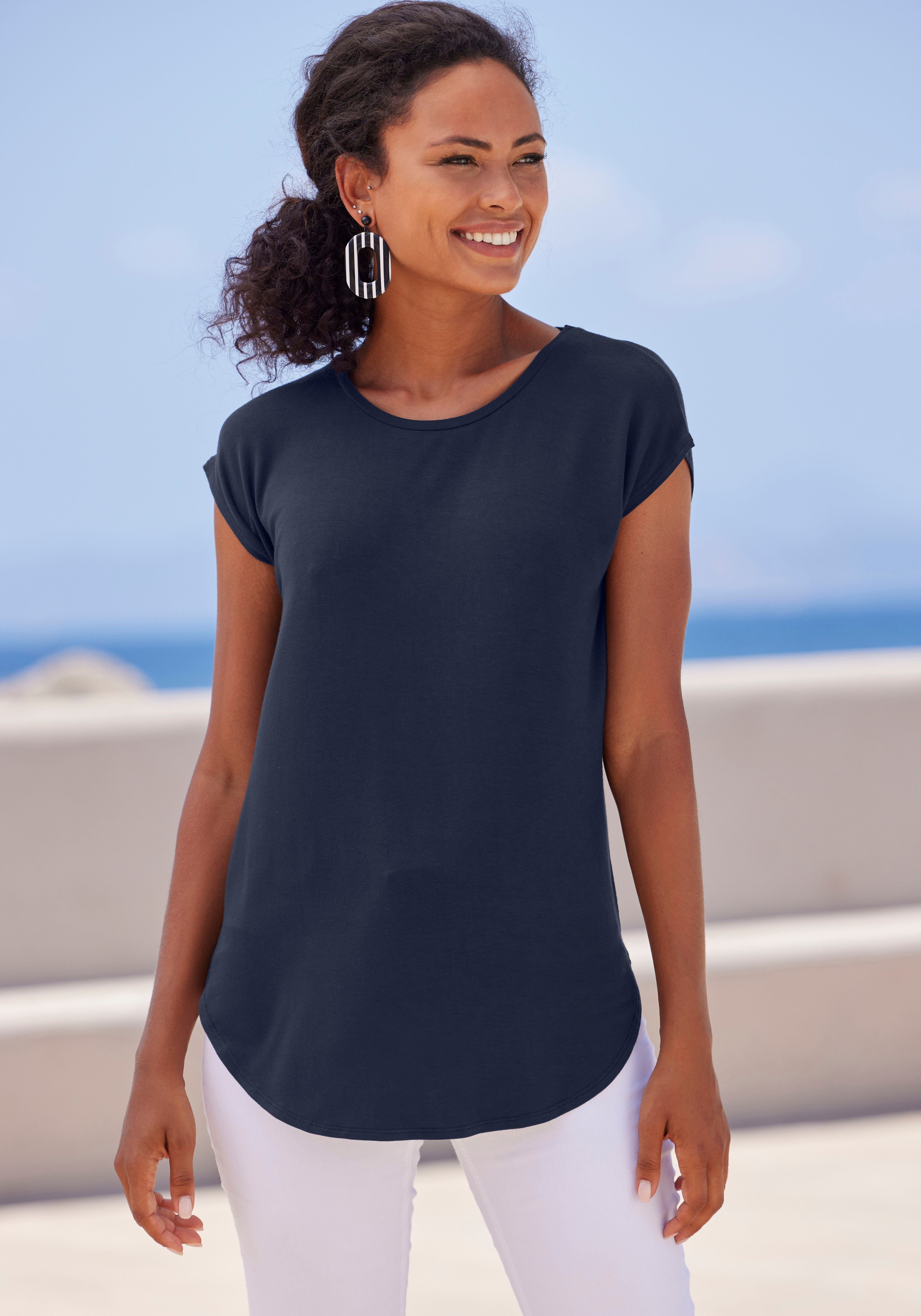 LASCANA Longshirt mit stark gerundetem Saum günstig online kaufen