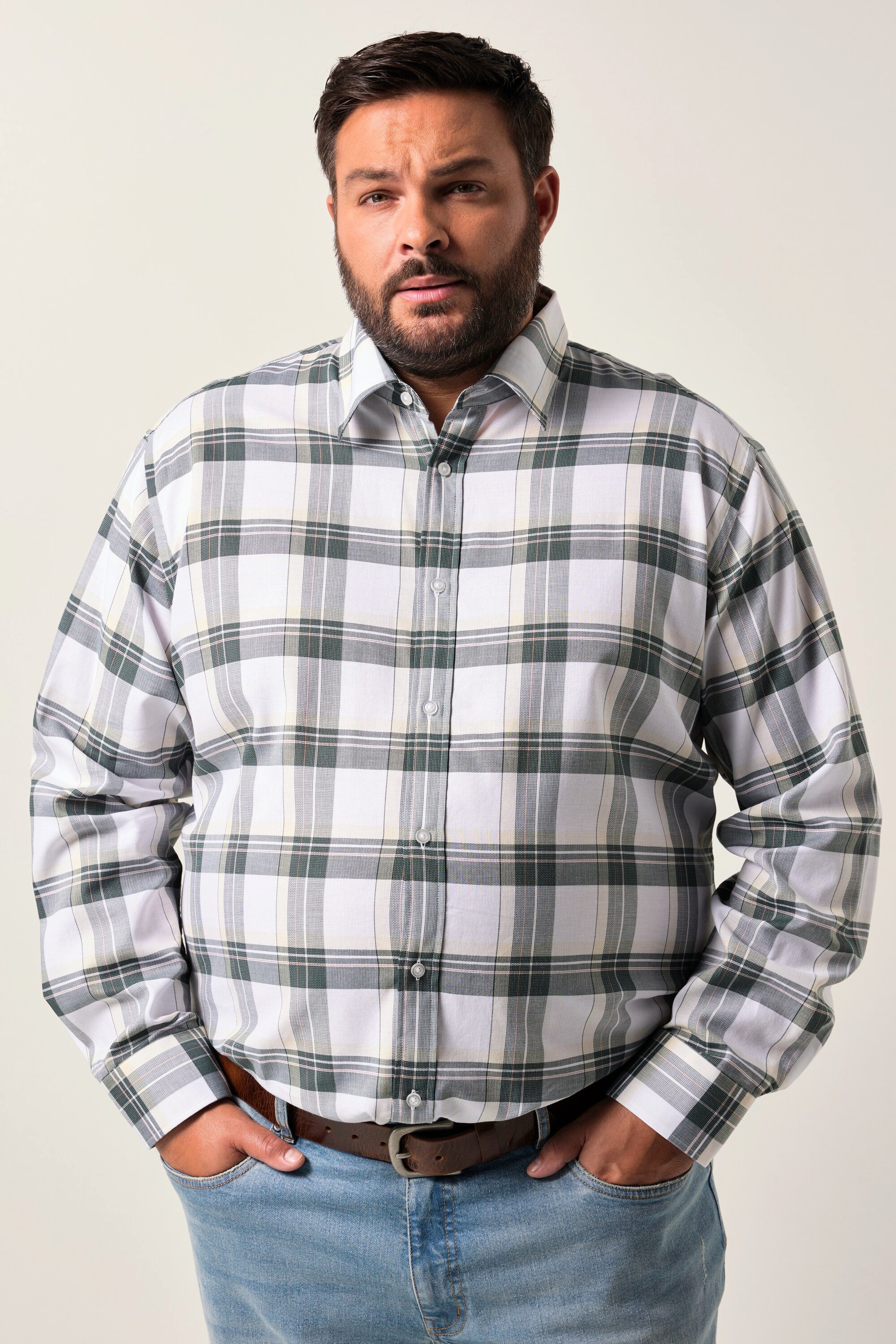 Men Plus Businesshemd Men+ Karohemd Langarm Kentkragen Comfort Fit günstig online kaufen