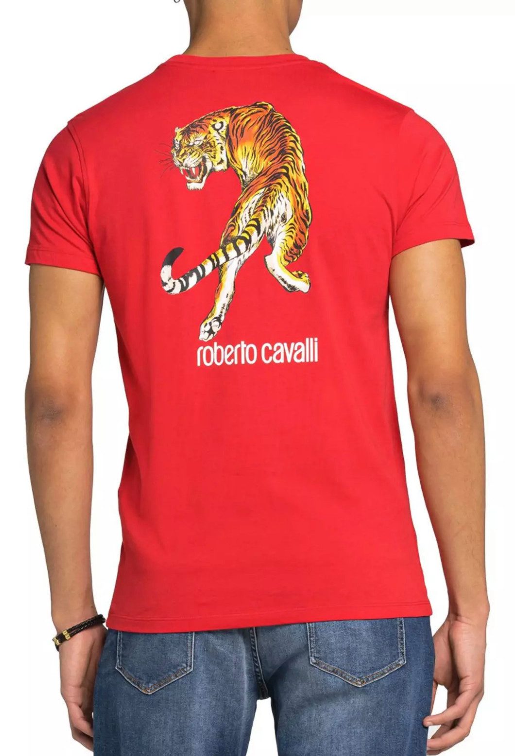 roberto cavalli T-Shirt Firenze Tiger Logo Print Slim Fit RC-Monogramm und Tiger-Print auf der Brust